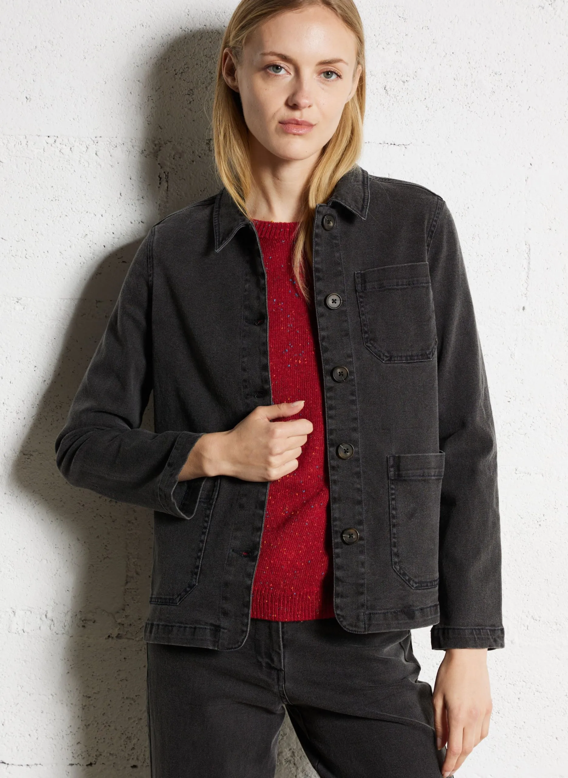 Jeansjacke aus Baumwoll-Mix Schwarz