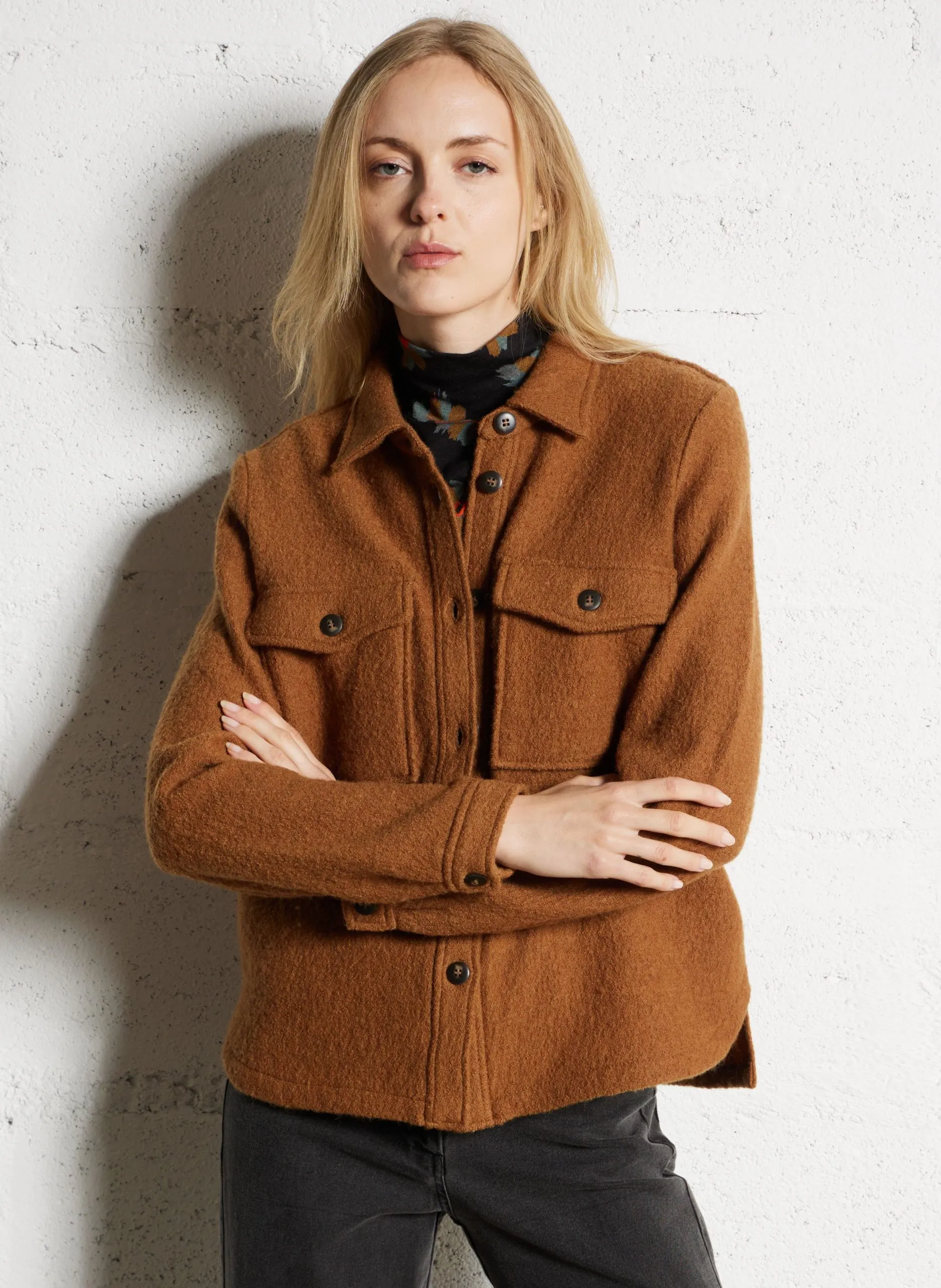 Gerade Wolljacke Beige