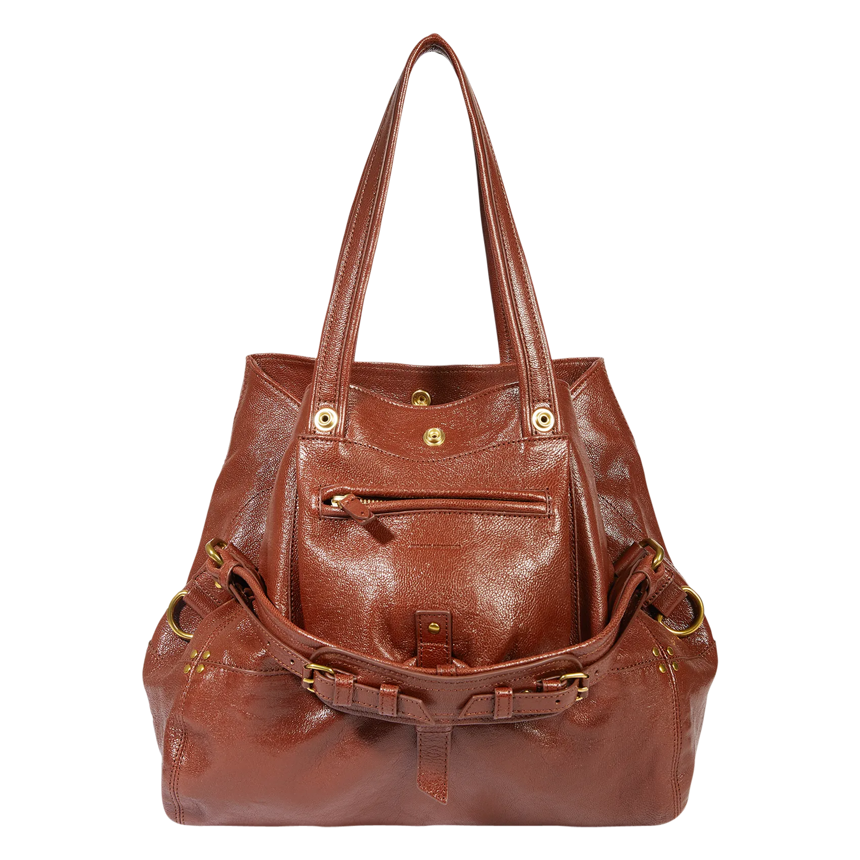 Leder-Shopper mit Schulterriemen Braun BILLY M