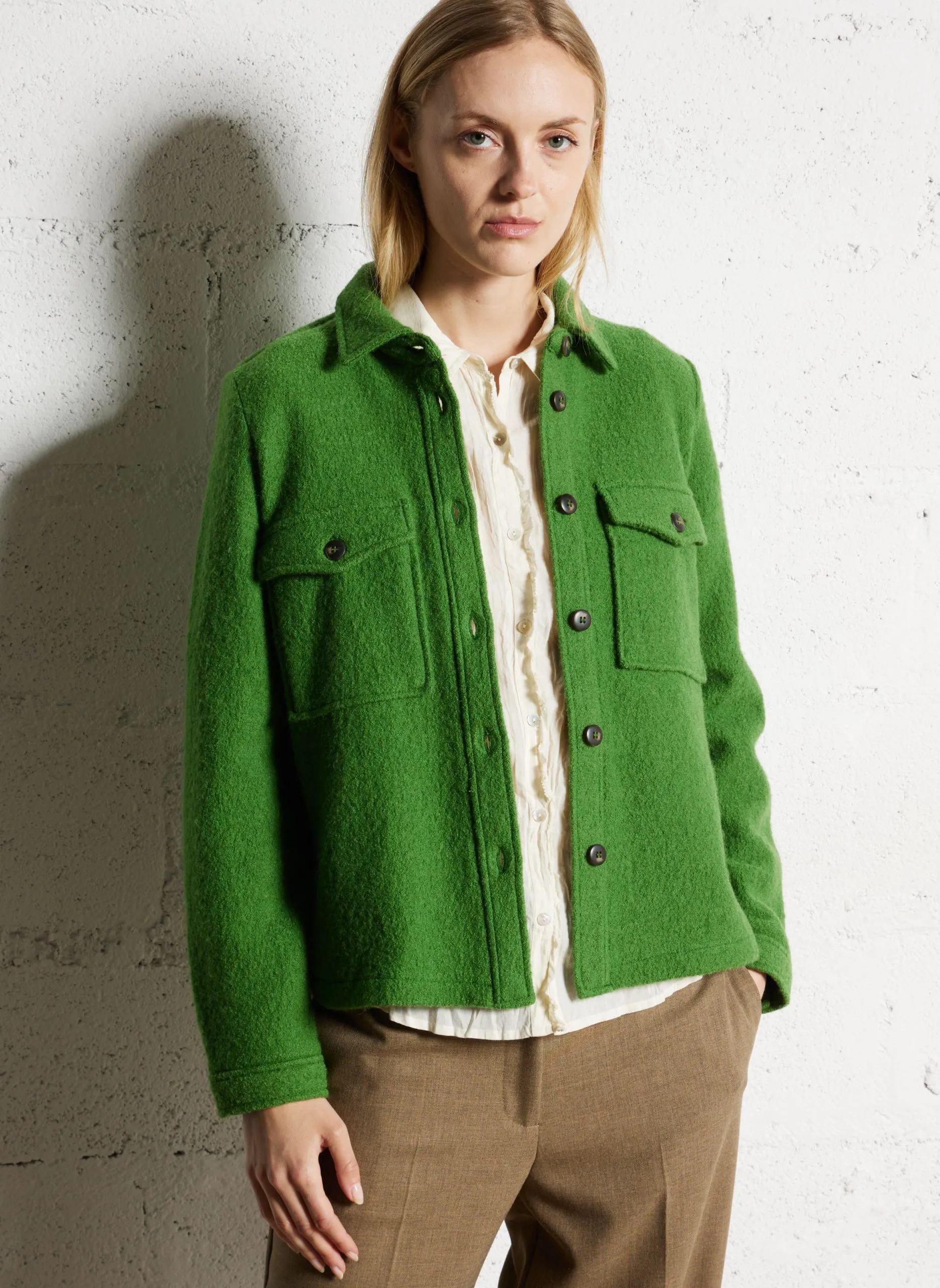 Gerade Wolljacke Grun