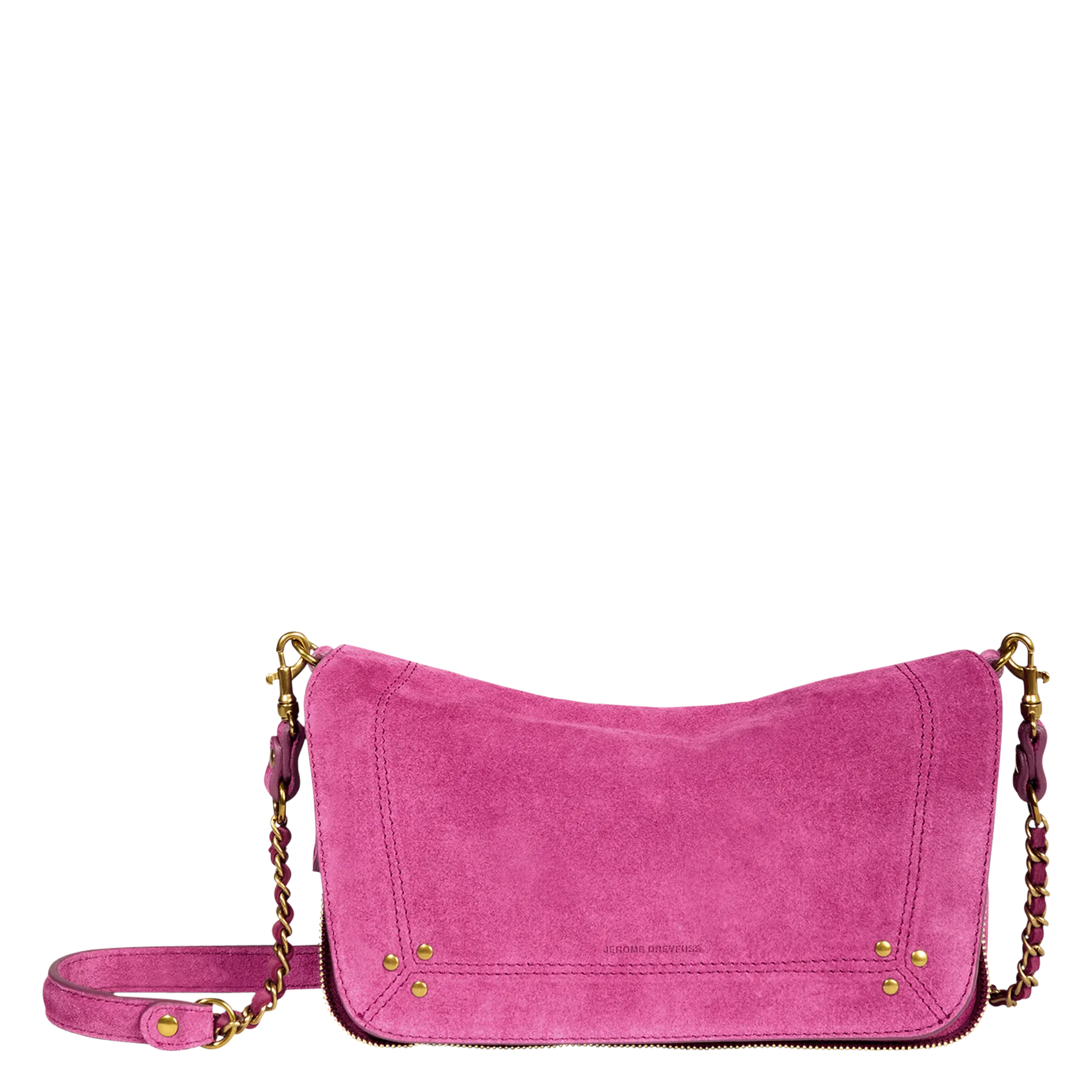 Umhängetasche mit Klappdeckel aus einfarbigem Leder Rosa BOBI S