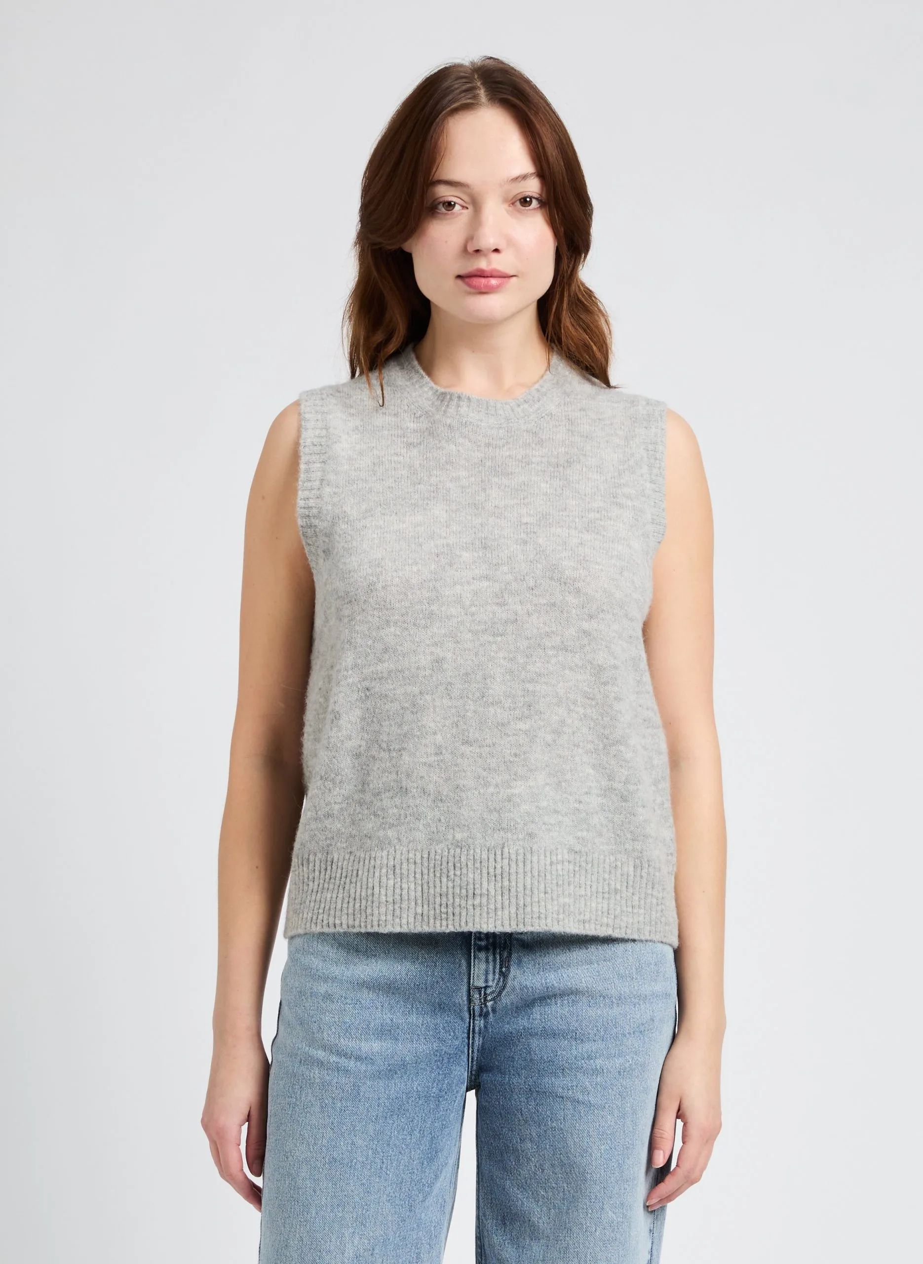 Ärmelloser Pullover aus Wollmix Grau VILET