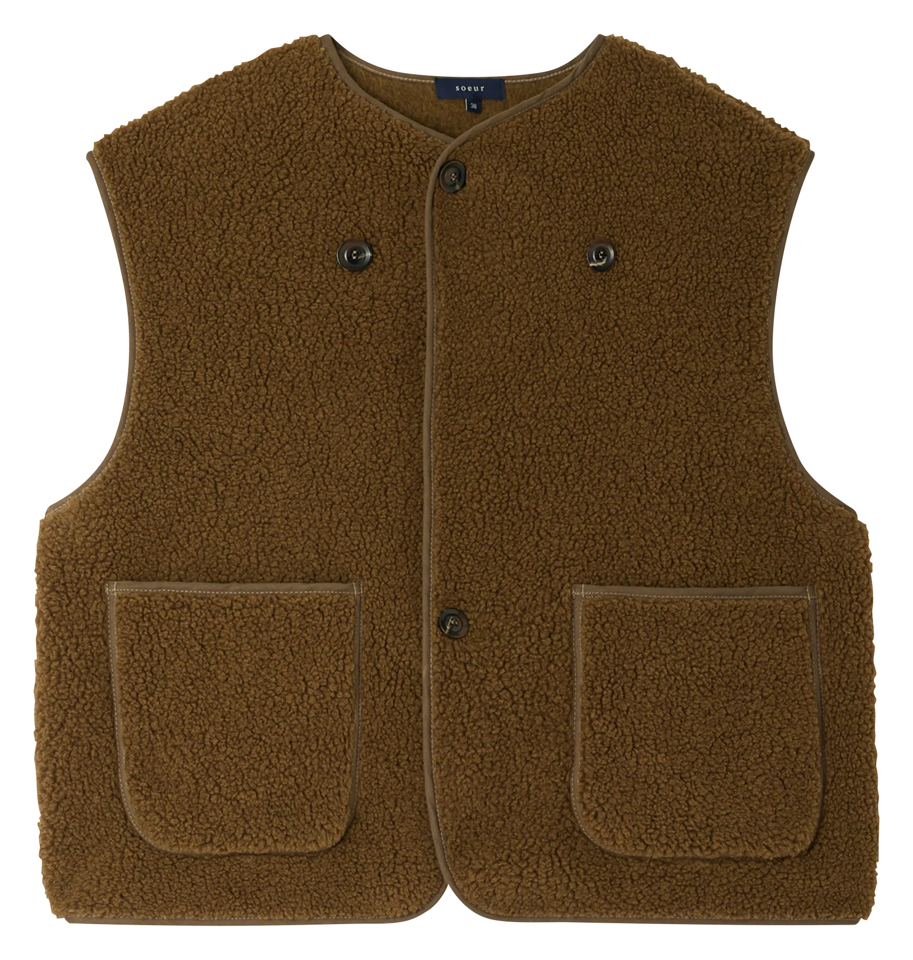 Ärmellose gerade geknöpfte Weste Khaki FLOYD