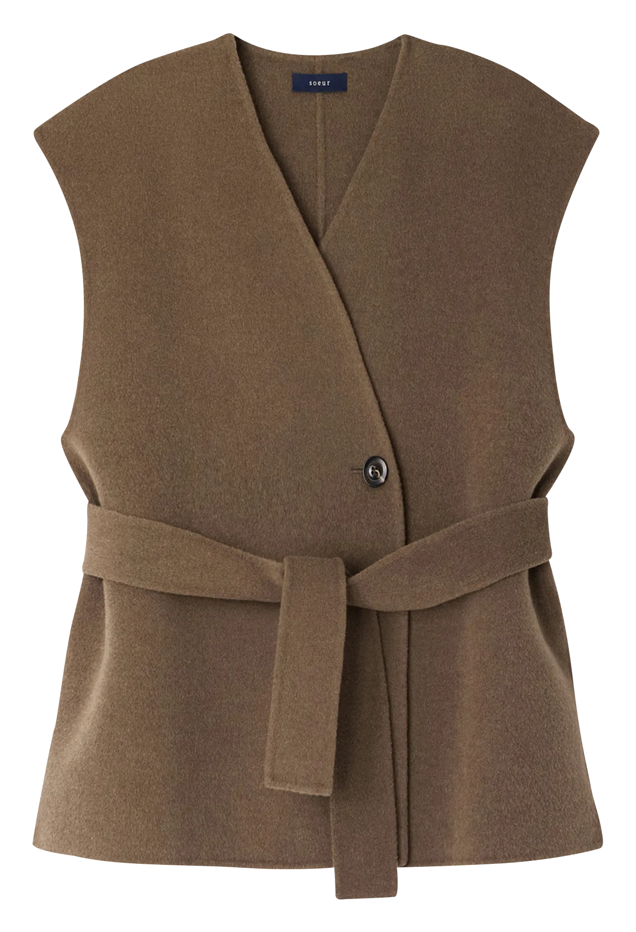 Weite Strickjacke mit V-Ausschnitt aus Wolle-Mix Beige EVASION