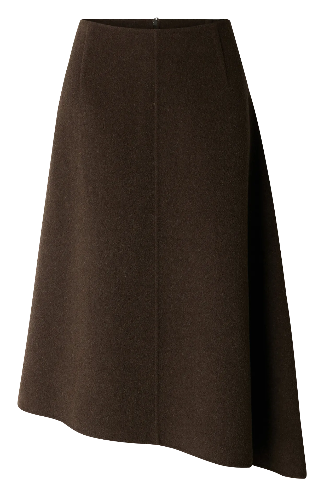 Midi-Asymmetrischer Rock aus gemischter Wolle. Khaki GENEVE