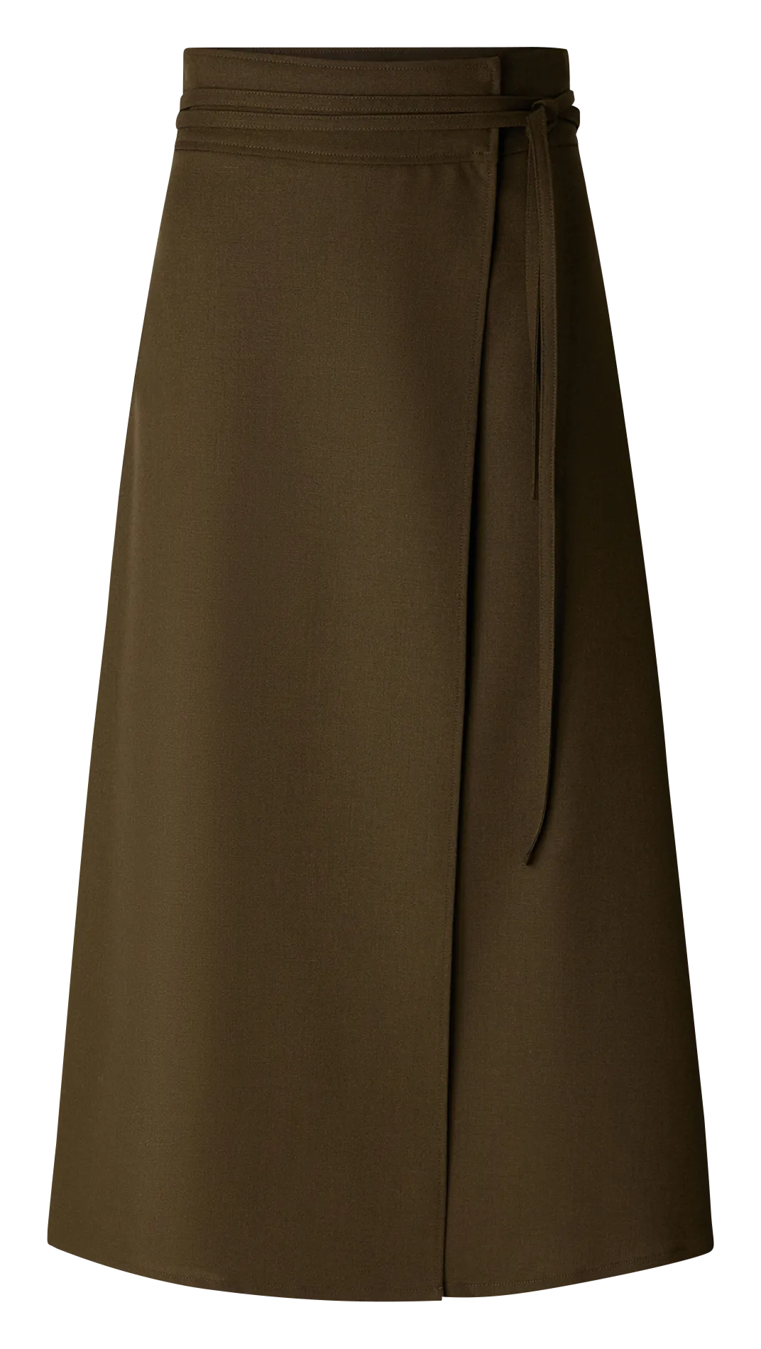 Ausgestellter Rock - mittellang, Wolle Khaki REINE