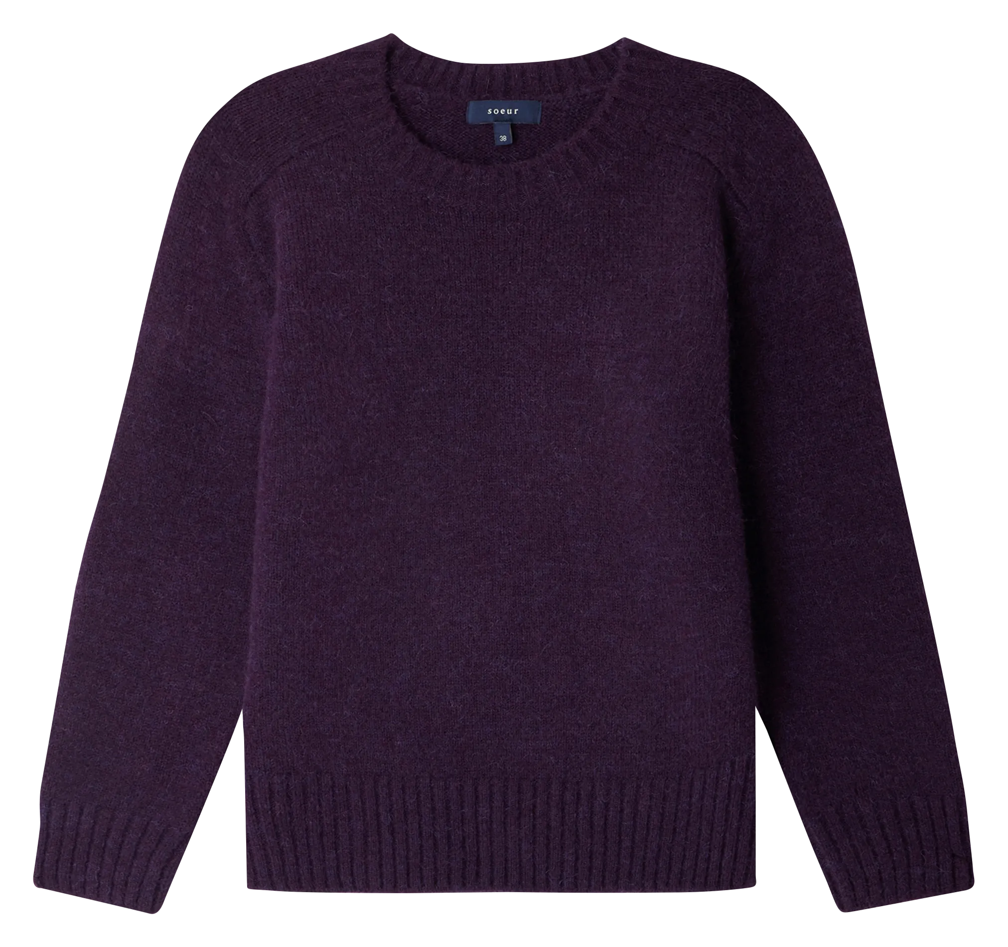 Gerade geschnittener Rundhalspullover aus Strick Violett ENVIE