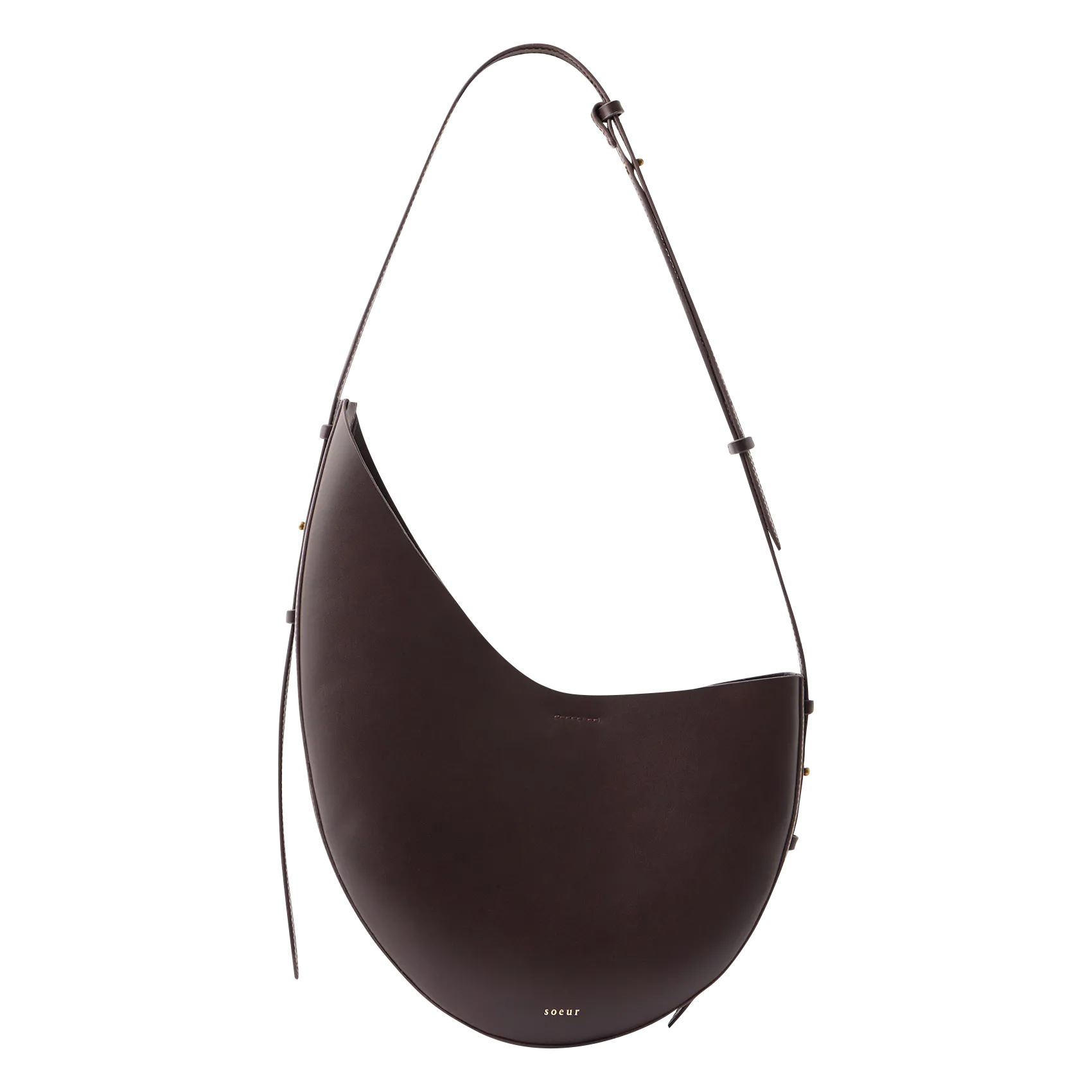 Asymmetrische Umhängetasche aus Glattleder Braun WINONA