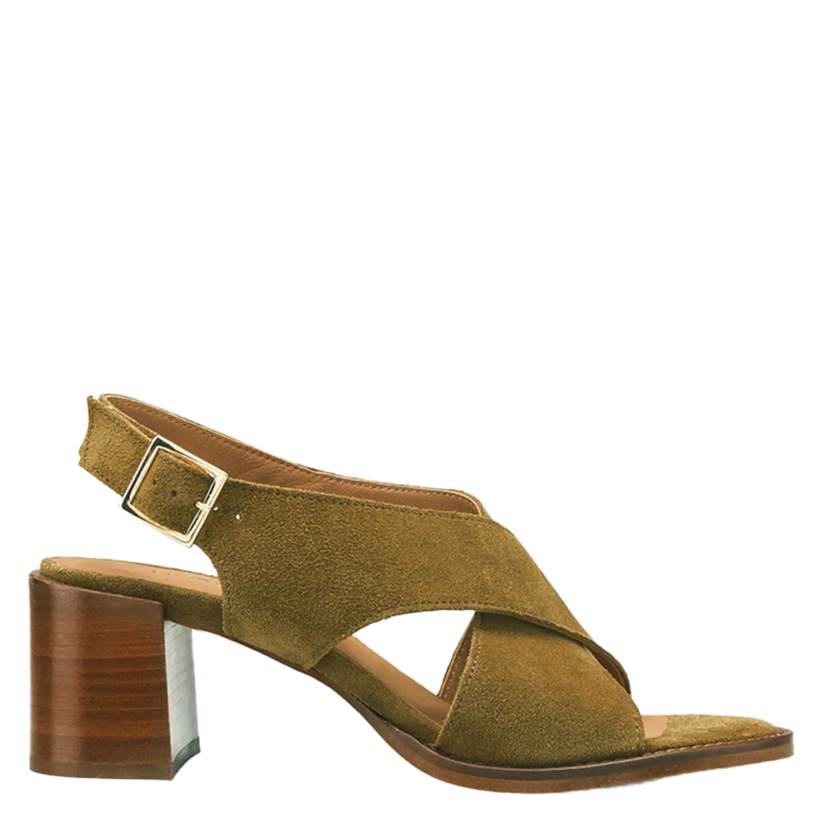 Alice - Ledersandalen mit Absatz Khaki PIANA