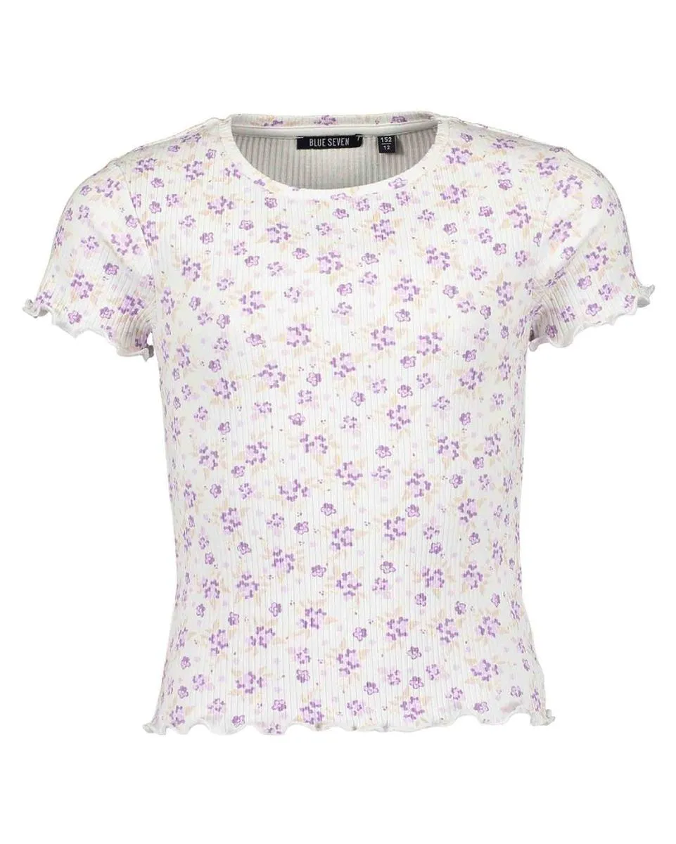 T-Shirt aus Rippenstrick-Baumwolle, Blümchenmuster