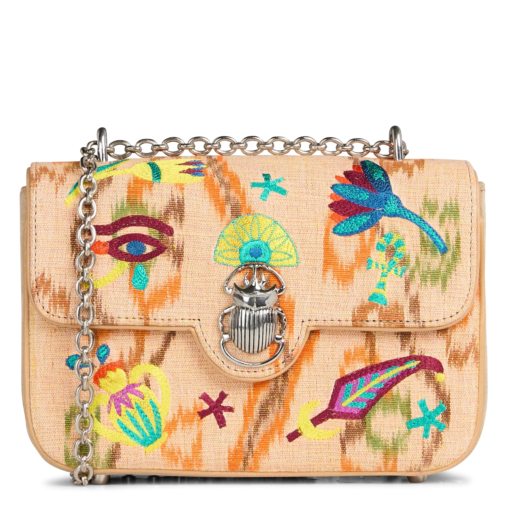 Gewebte Umhängetasche mit Stickereien Mehrfarbig AVA