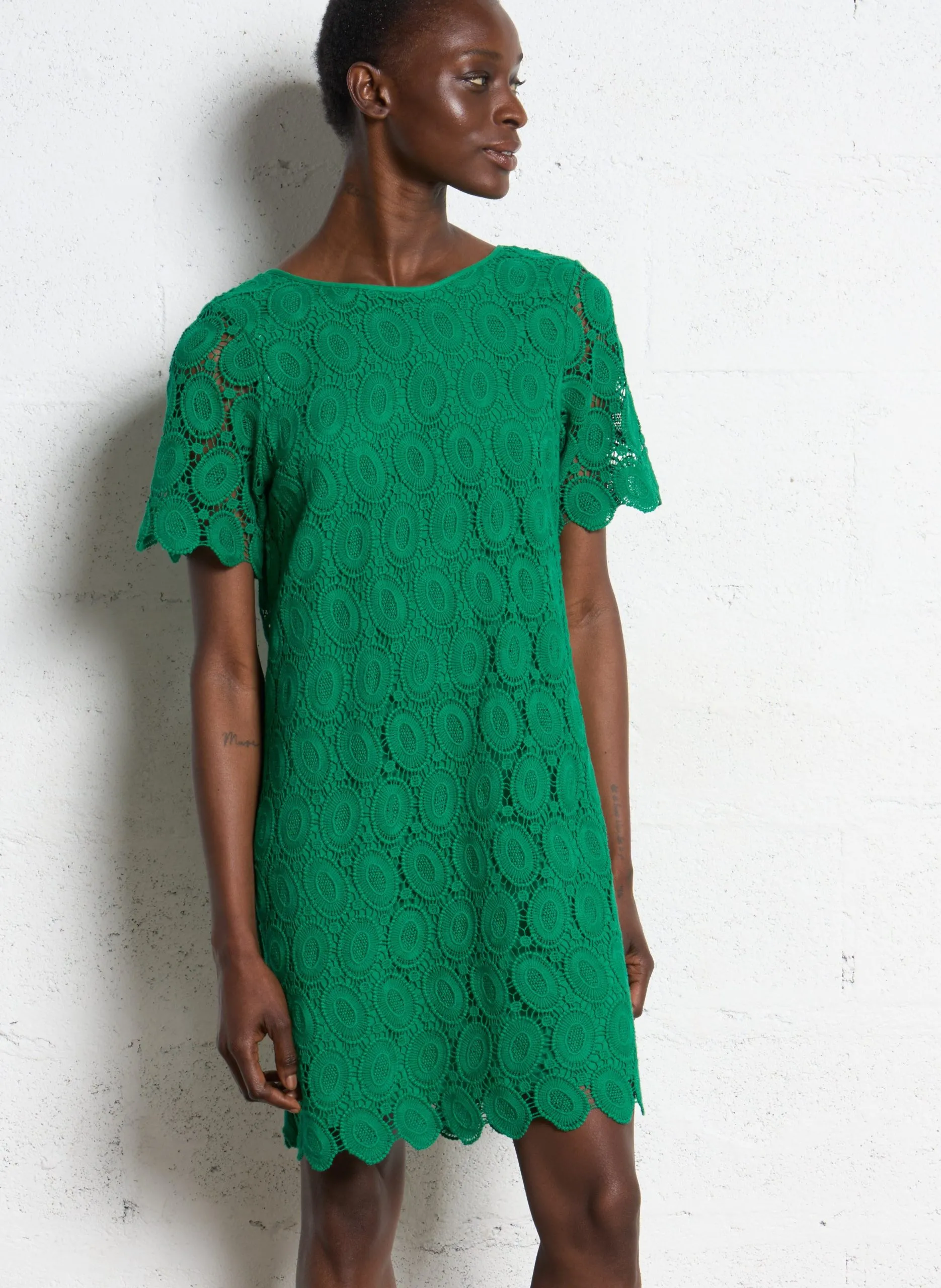 - Schmale Träger zum Binden - Ringerrücken - Weiter Schnitt - Raffung - 100 % Baumwolle - Gefüttert - Rückenhöhe: 94 cm. Grun RIELLE