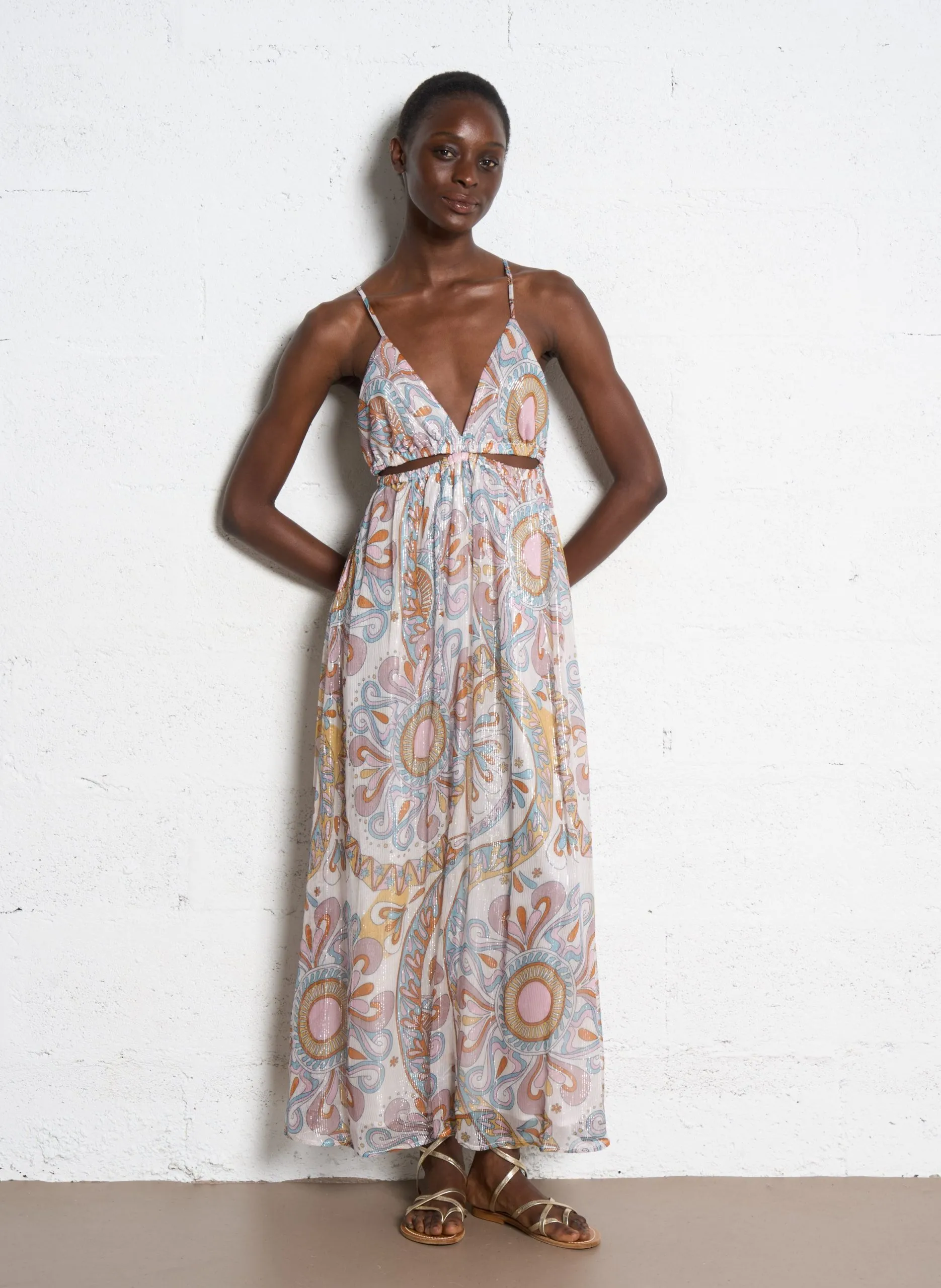 Langes Kleid mit Print Mehrfarbig RAVEN