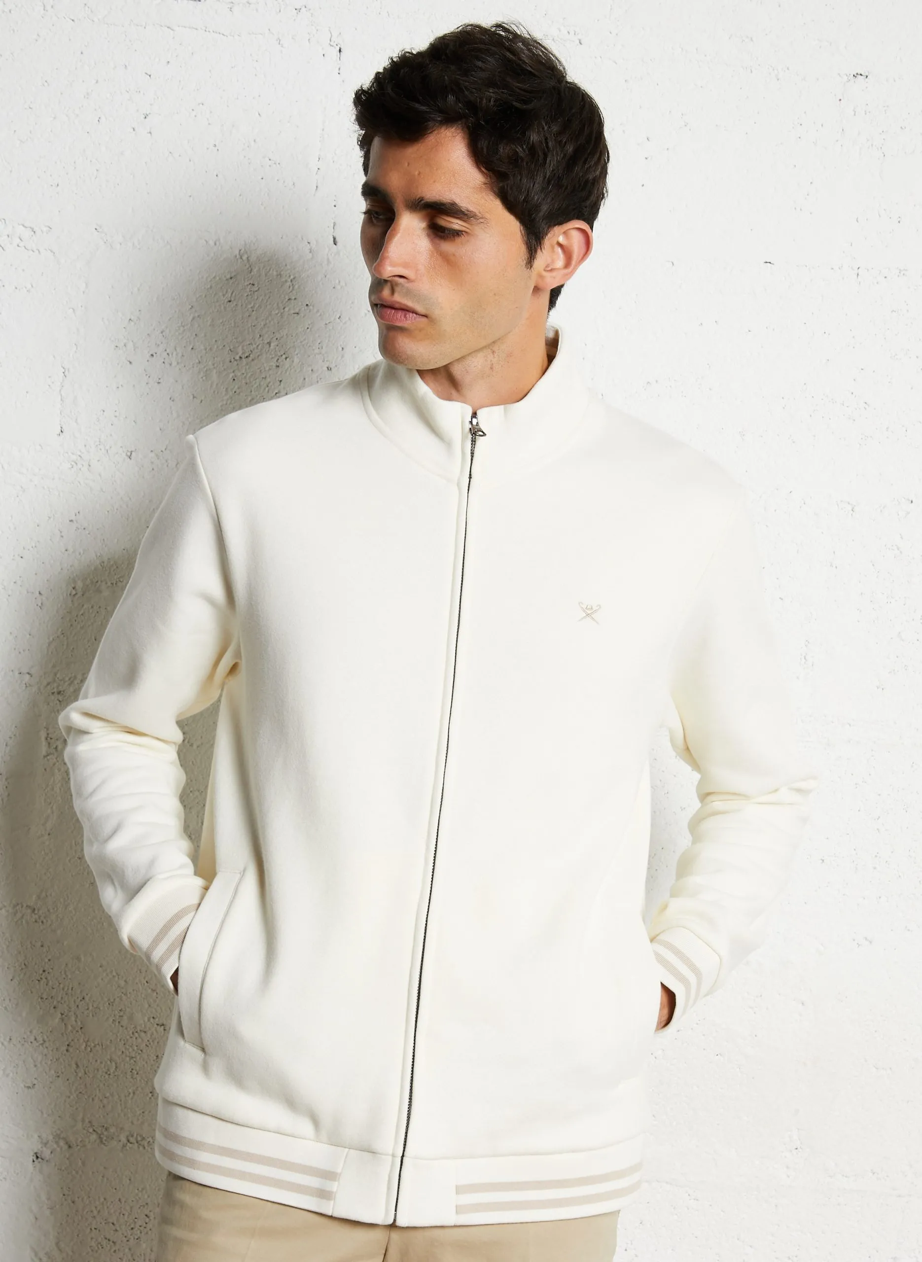 Gebrochener Reißverschluss-Sweatshirt Weiss