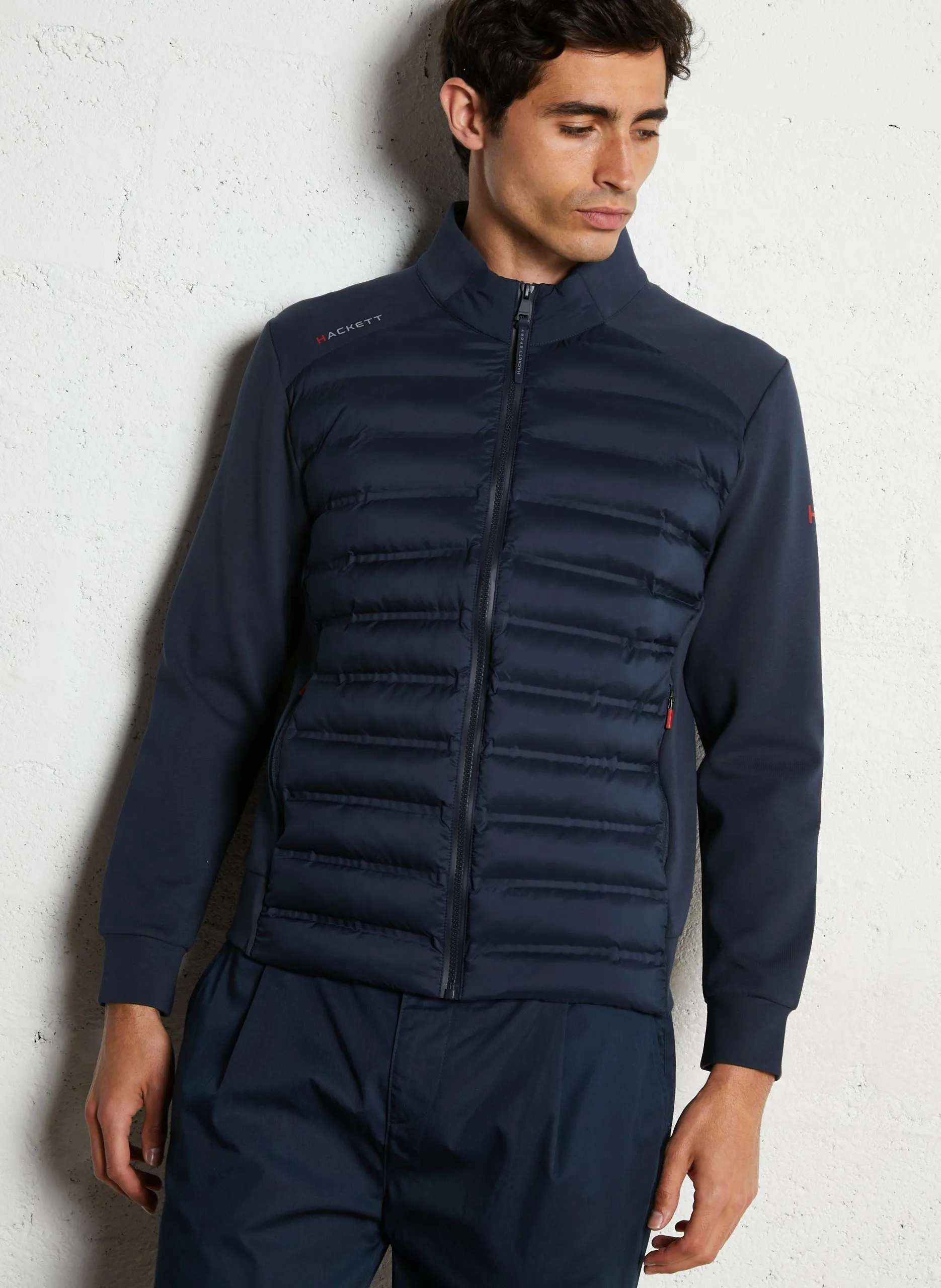 Gerade gesteppte Bomberjacke aus Baumwollmischung Blau