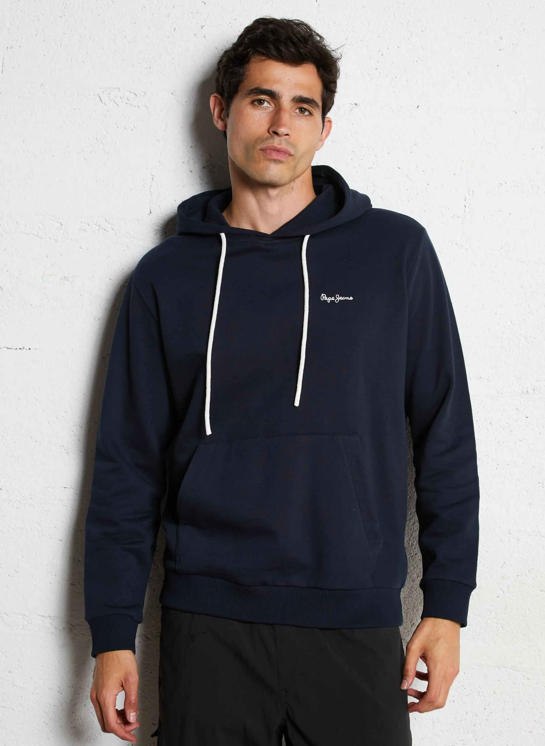 Weites Baumwoll-Sweatshirt mit Stickerei Blau