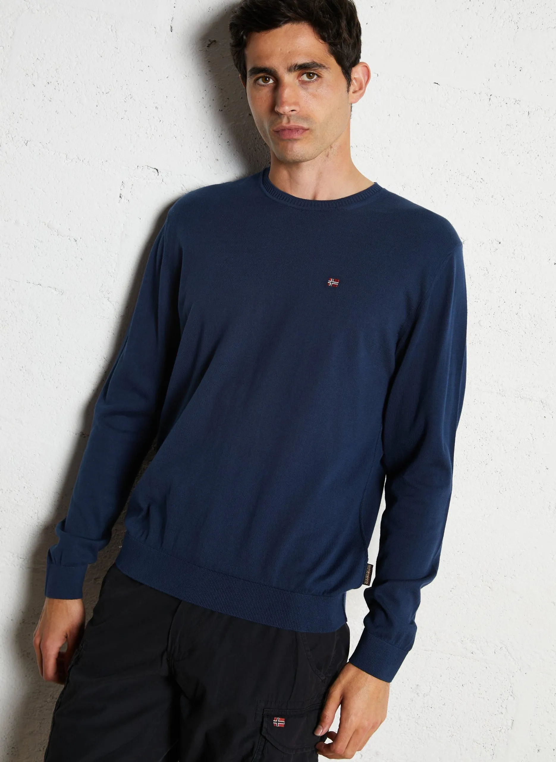 Gerade geschnittener Baumwollpullover Blau DECATUR 5
