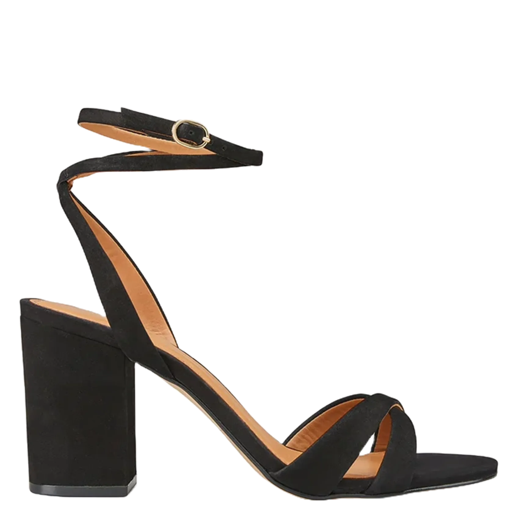 Hohe Sandalen mit Riemchen aus Wildleder Schwarz FLORA