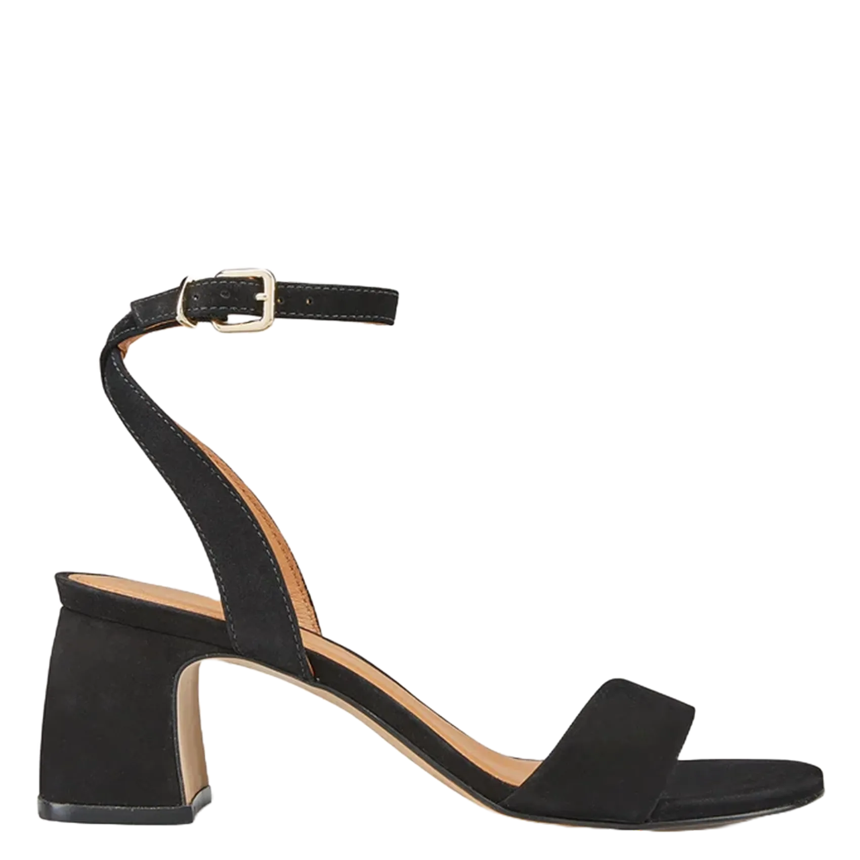 Offene Wildleder-Sandalen mit Absatz Schwarz FRIDA