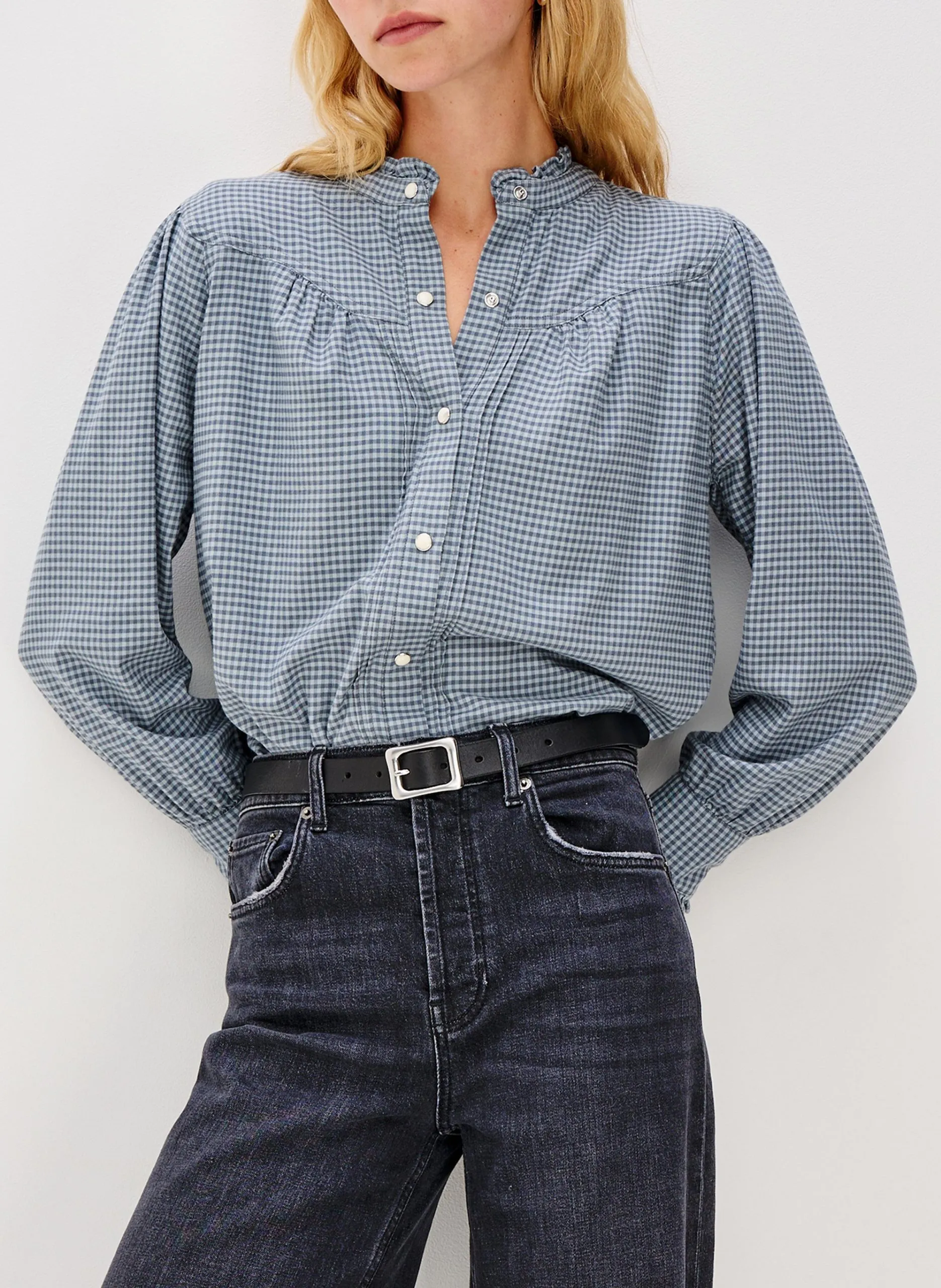 Bluse aus Baumwoll-Mix mit Rundhalsausschnitt Mehrfarbig ALANNA