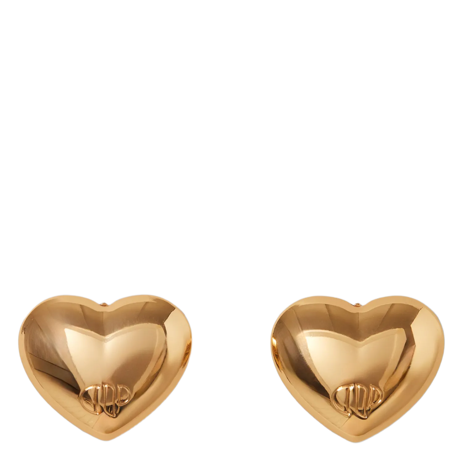 Herzohrringe mit graviertem Logo Golden