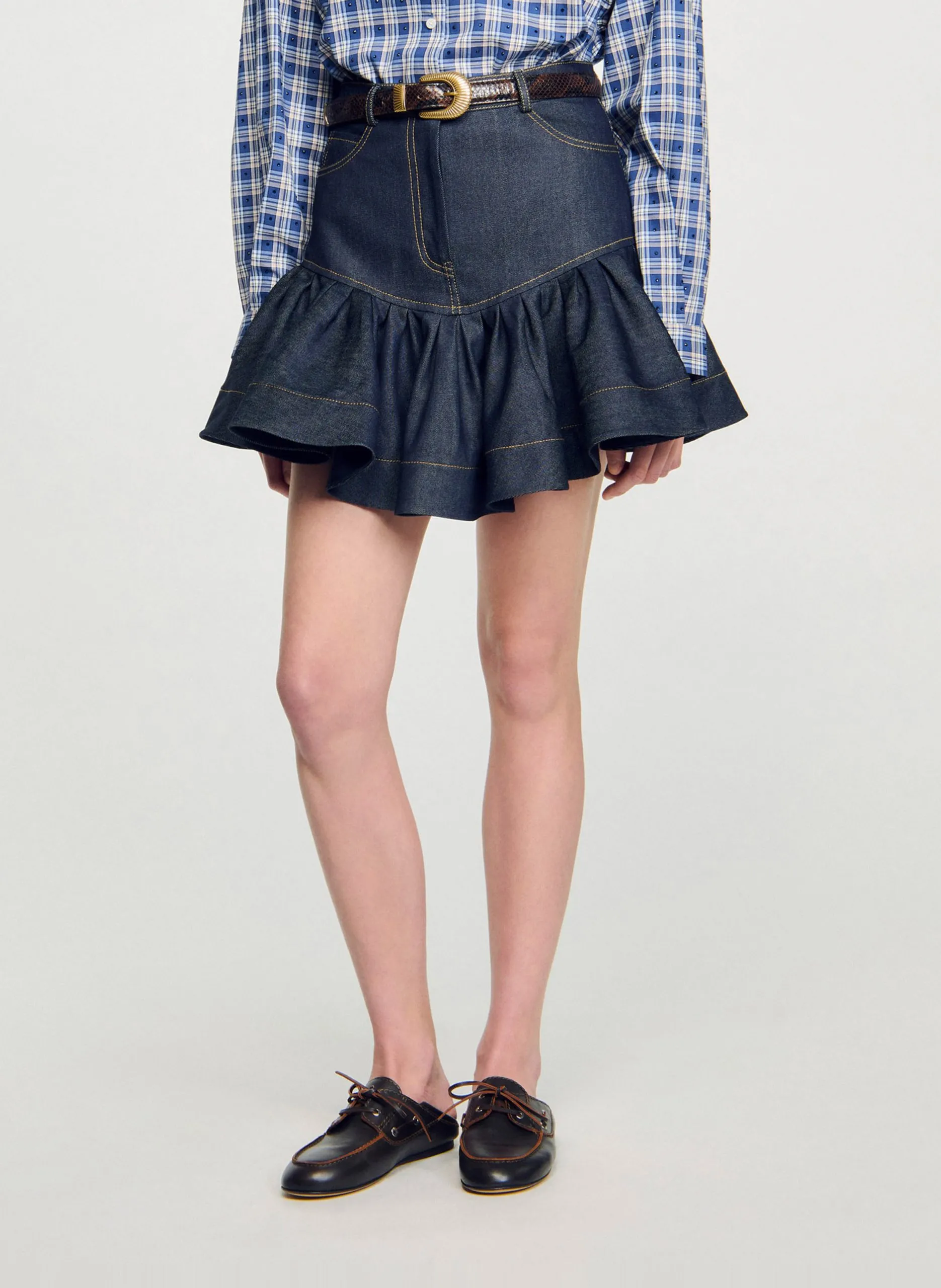 Kurzer Denimrock Blau