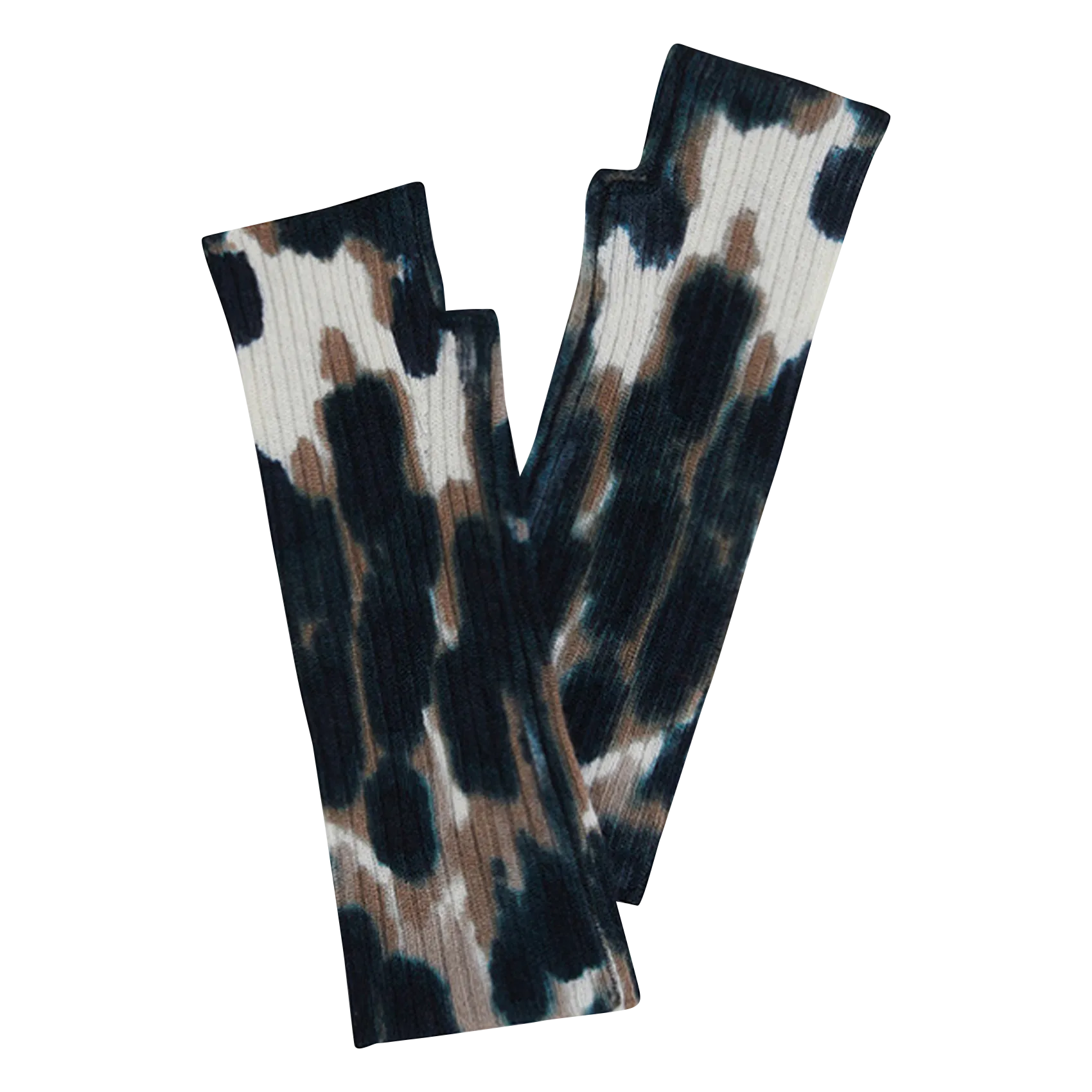 Halbhandschuhe aus Kaschmir mit Print Braun