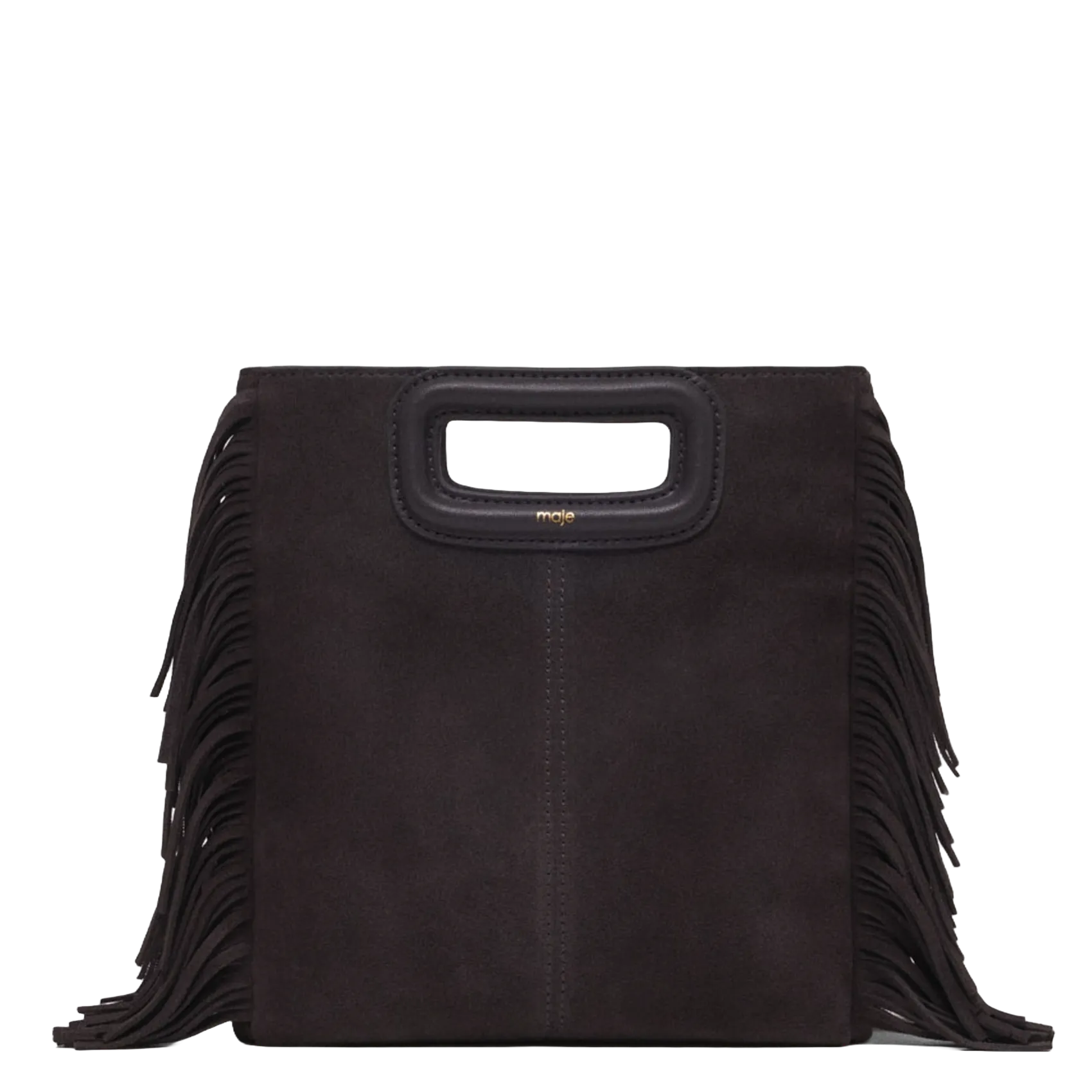 Leder-Umhängetasche mit Nieten Grau M