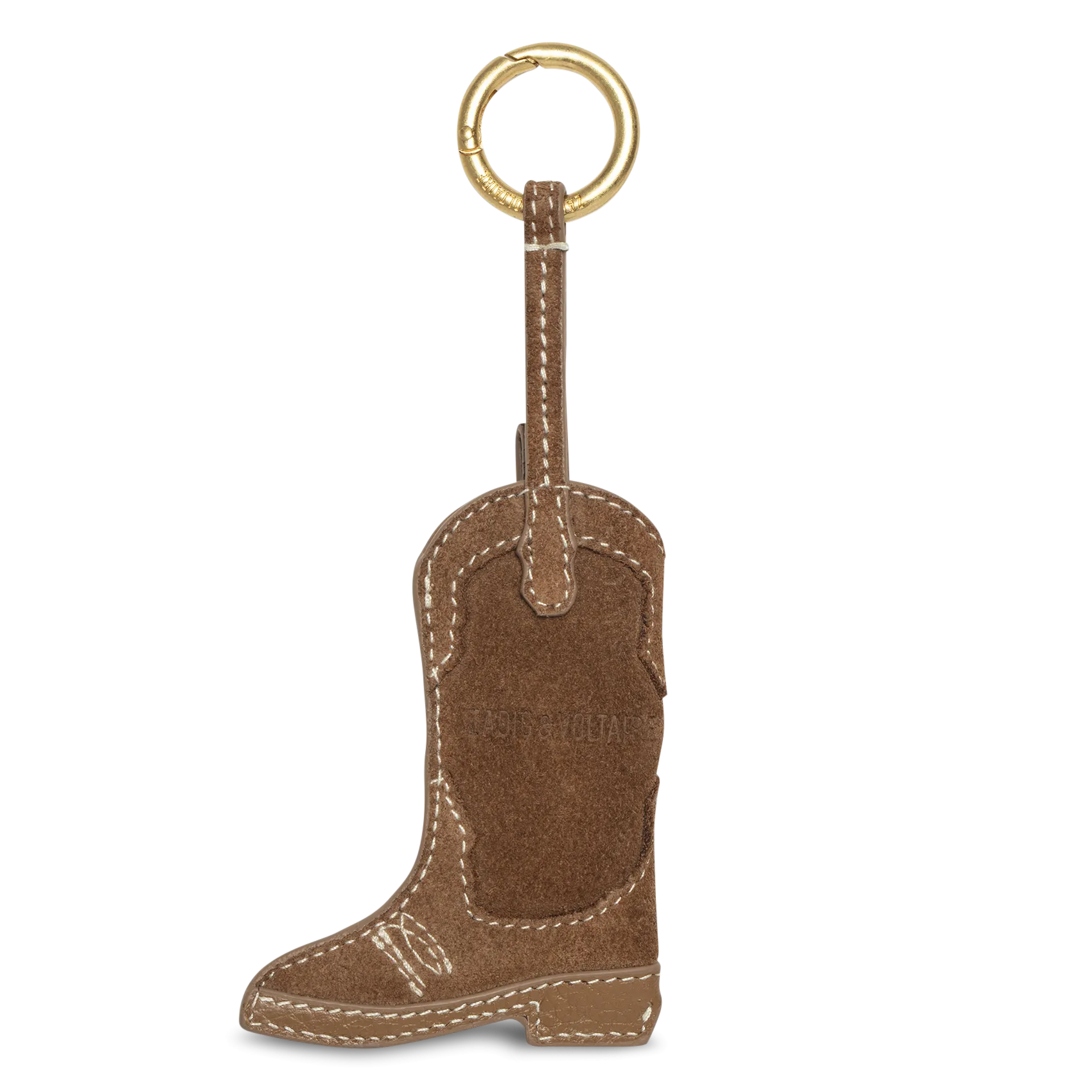 Leder Schlüsselanhänger in Form eines Cowboystiefels Braun TEX
