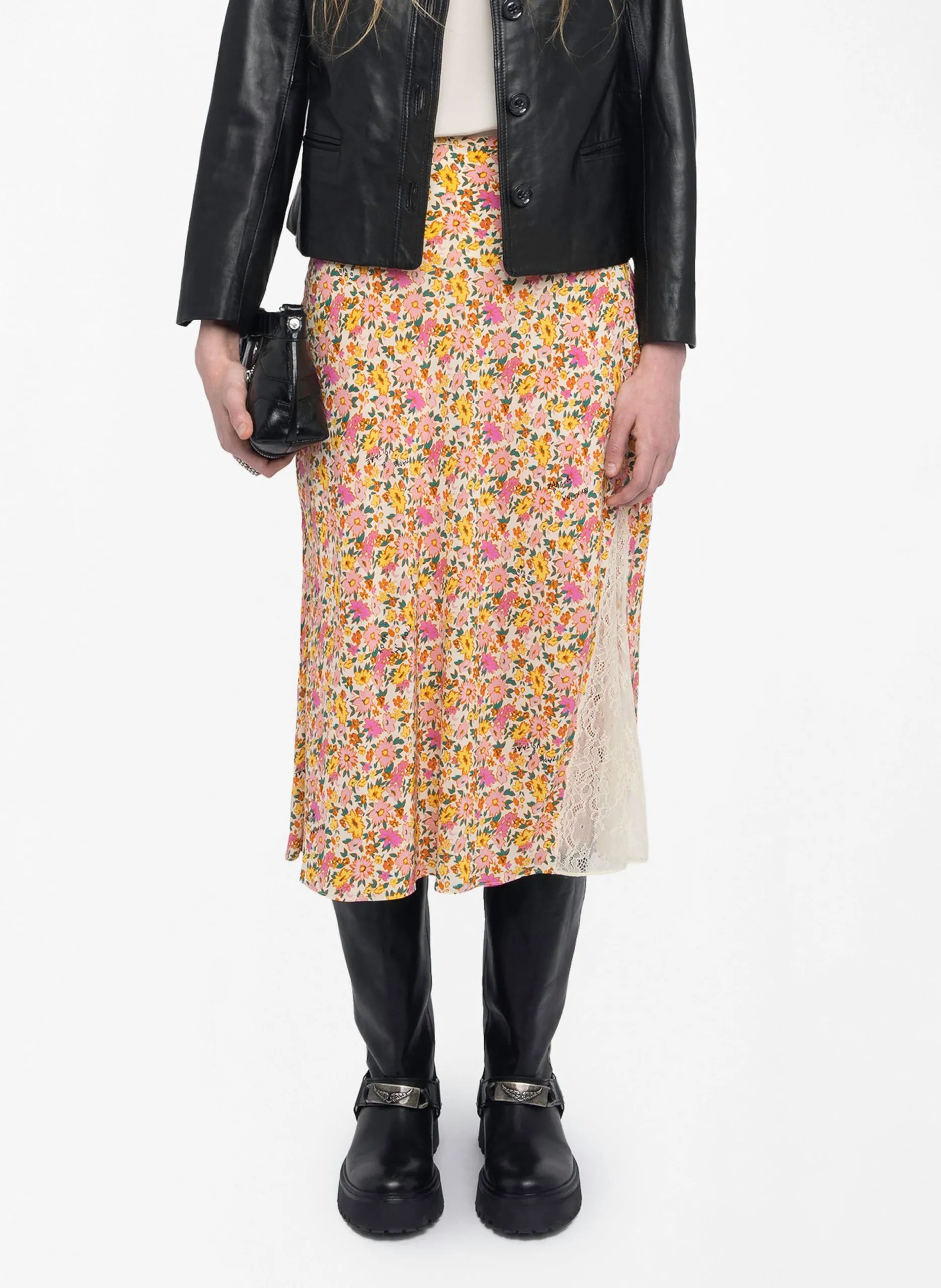 Anel - Bedruckter Midirock Weiss JAYLA