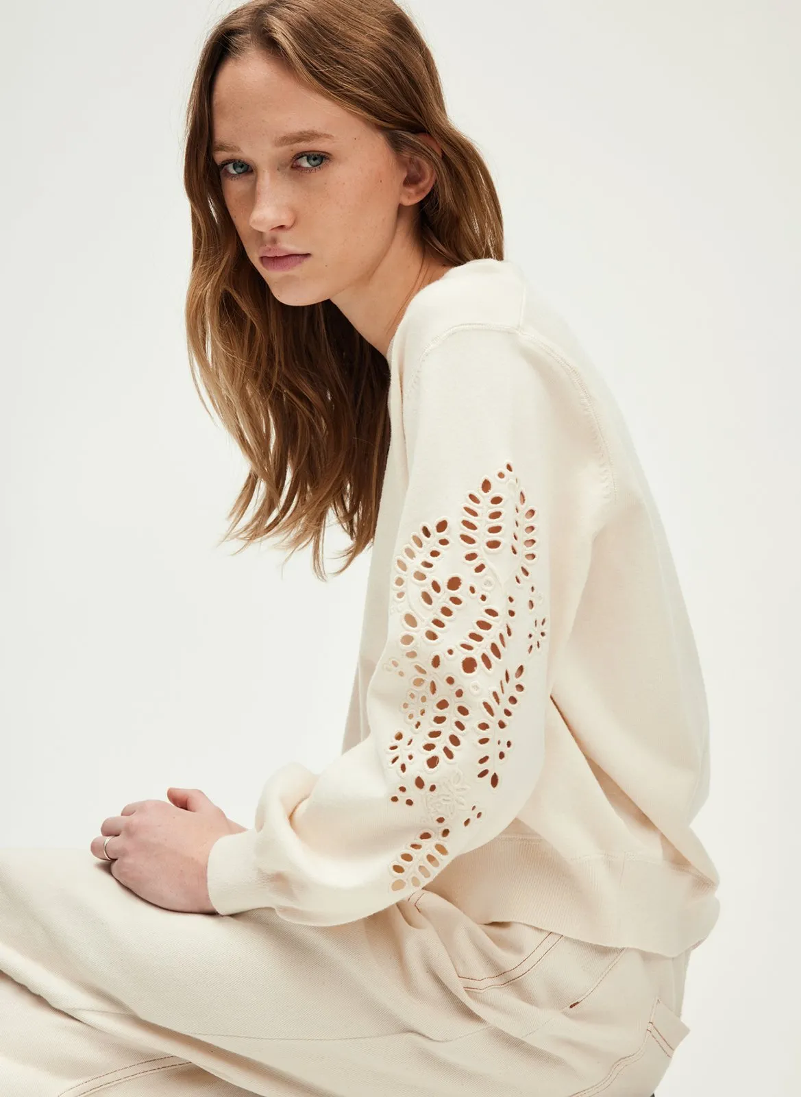 Oversize Rundhalsausschnitt Sweatshirt Beige JOLINE