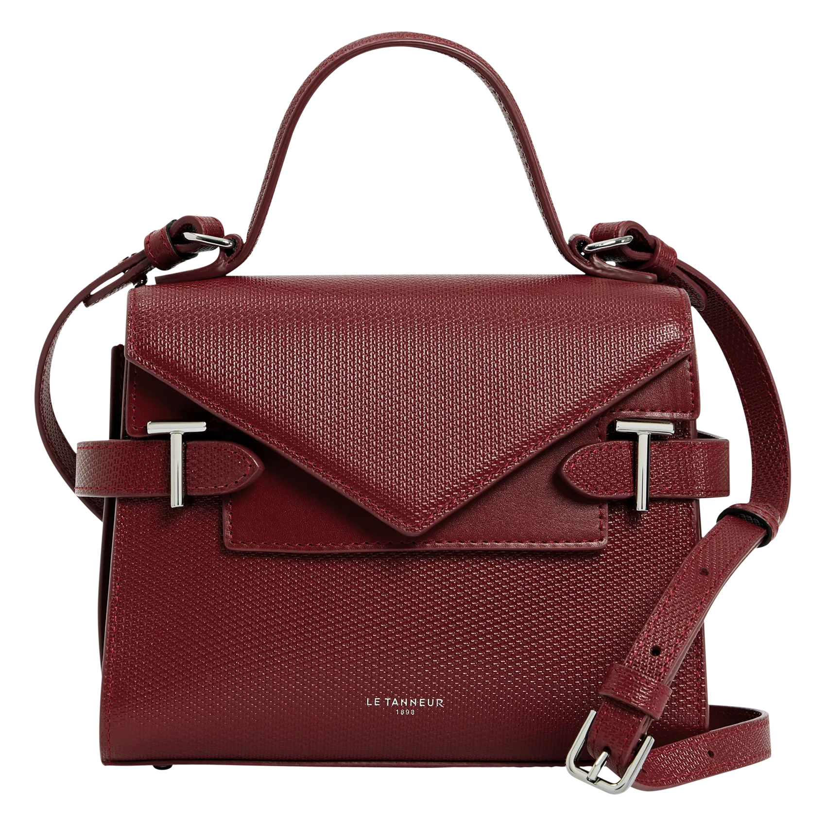 Einfarbige Handtasche aus Leder Rot EMILIE