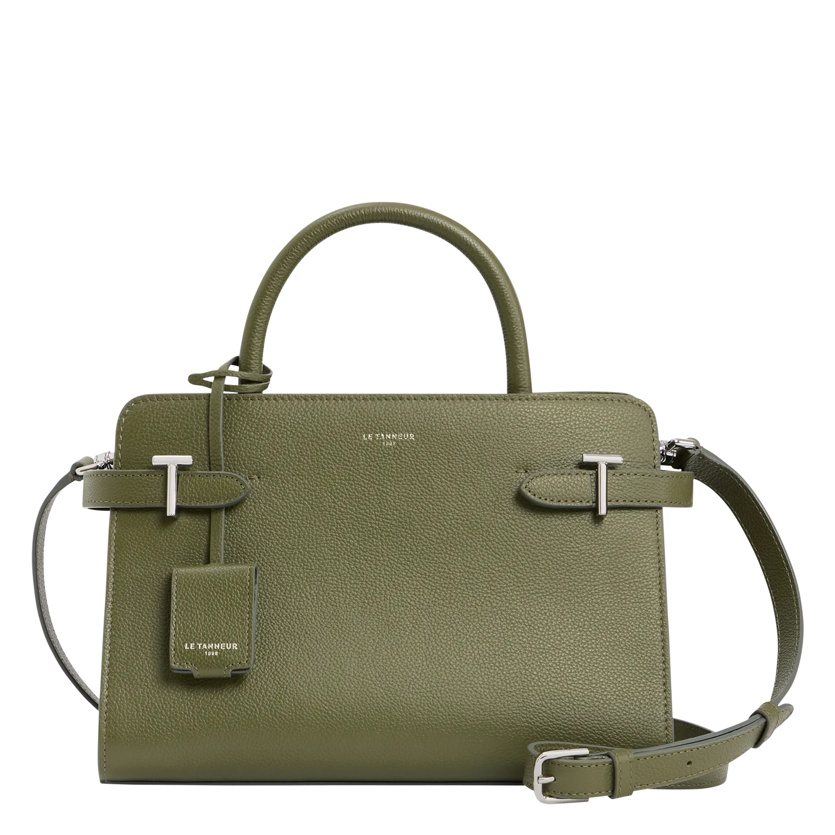 Charlie - Handtasche aus genarbtem Leder Grun EMILIE