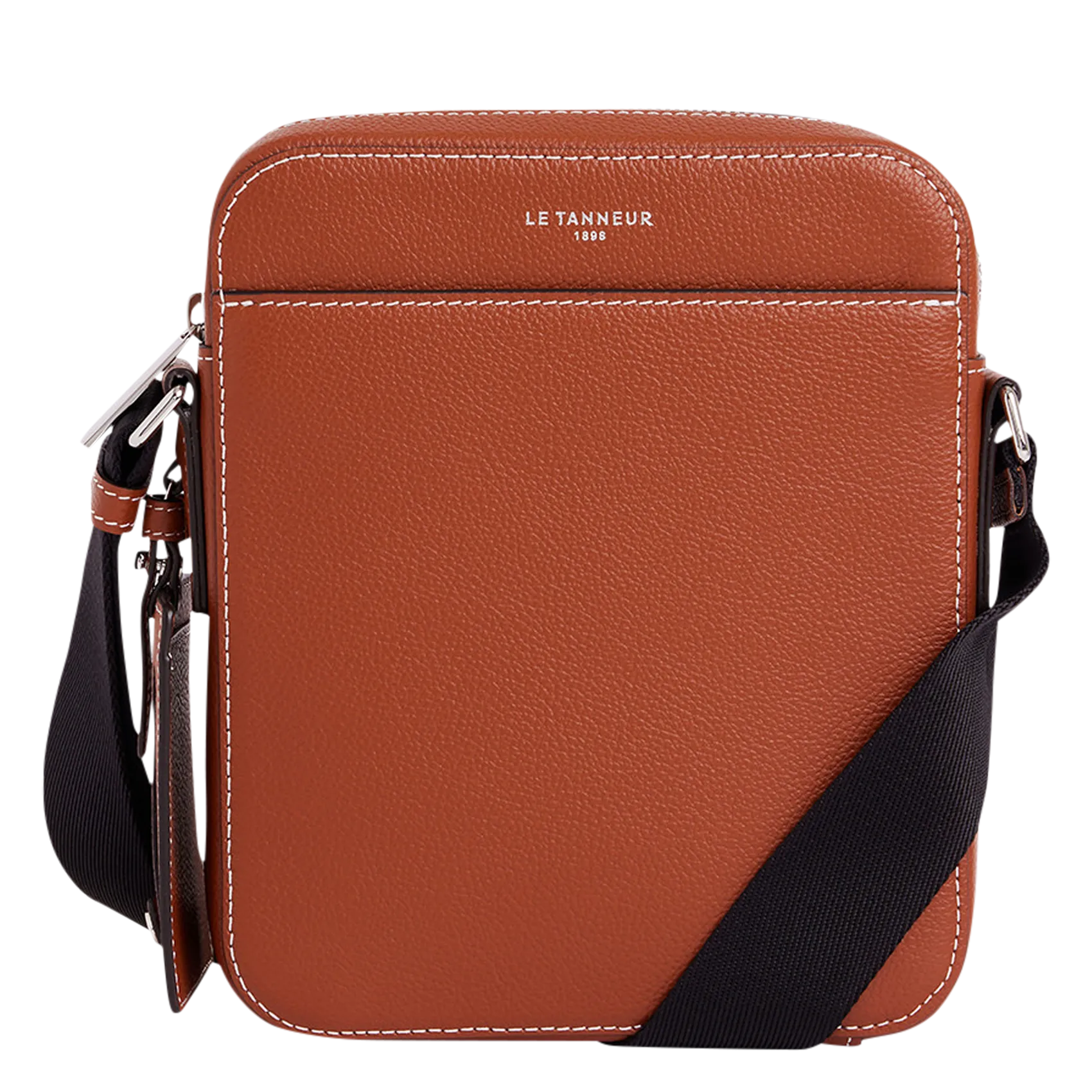 Schultertasche aus genarbtem Leder Braun EMILE