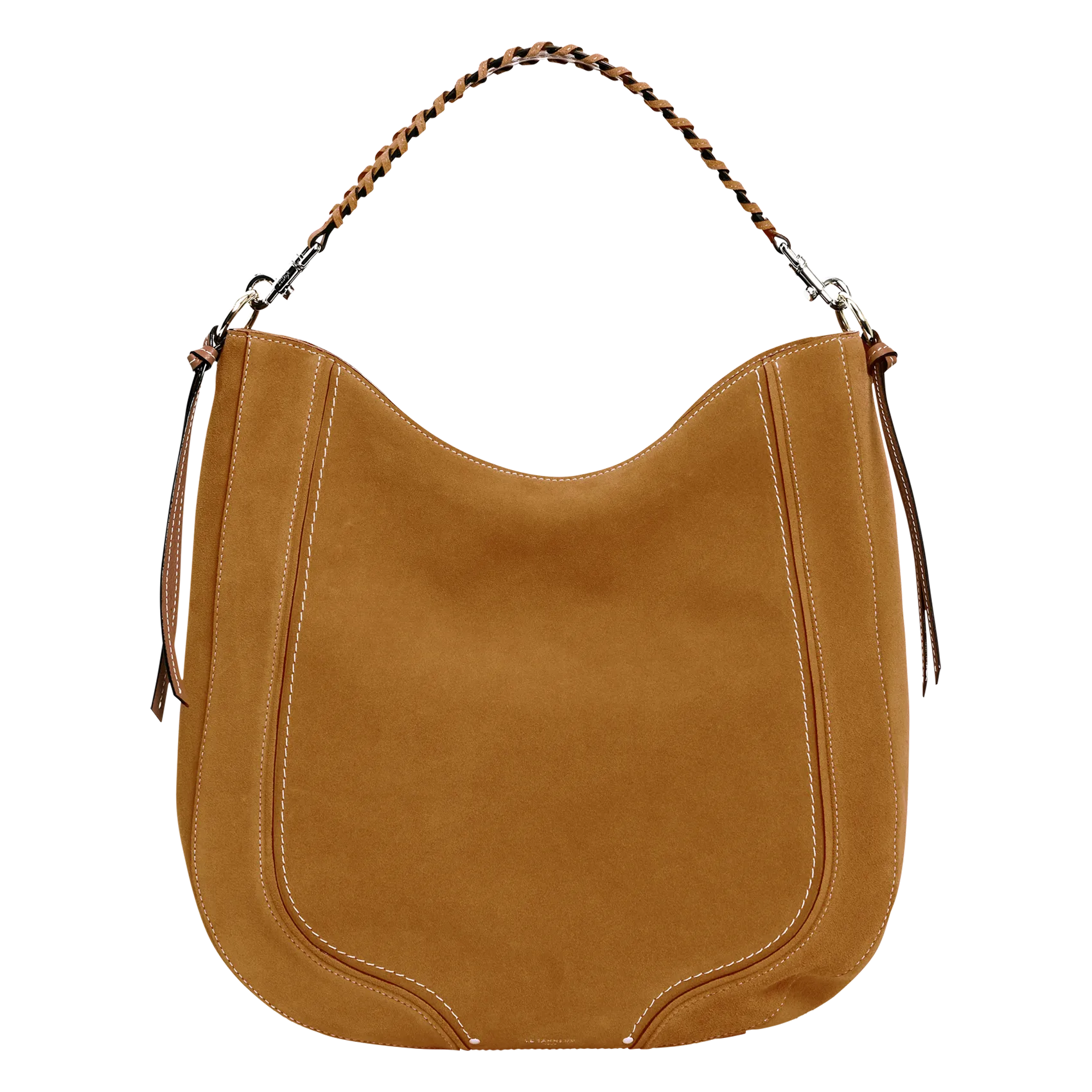 Geschnürte Beuteltasche aus strukturiertem Leder Braun ELLA