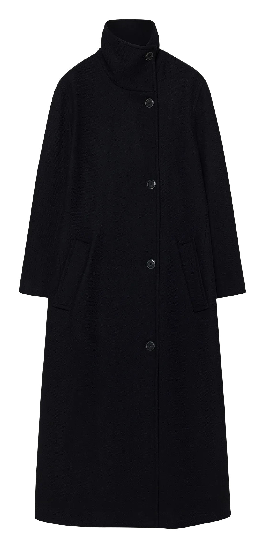 Gerader Mantel mit Stehkragen aus Wollmix Blau