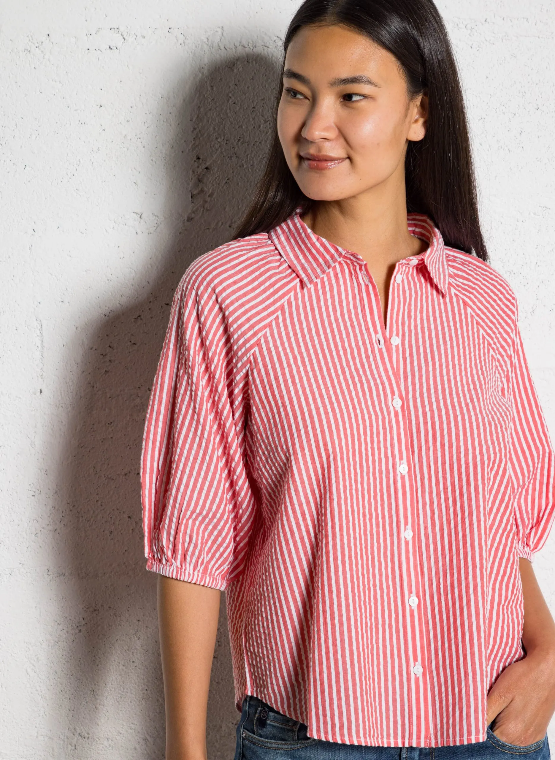 Baumwoll-Bluse Orange CHERAZADE