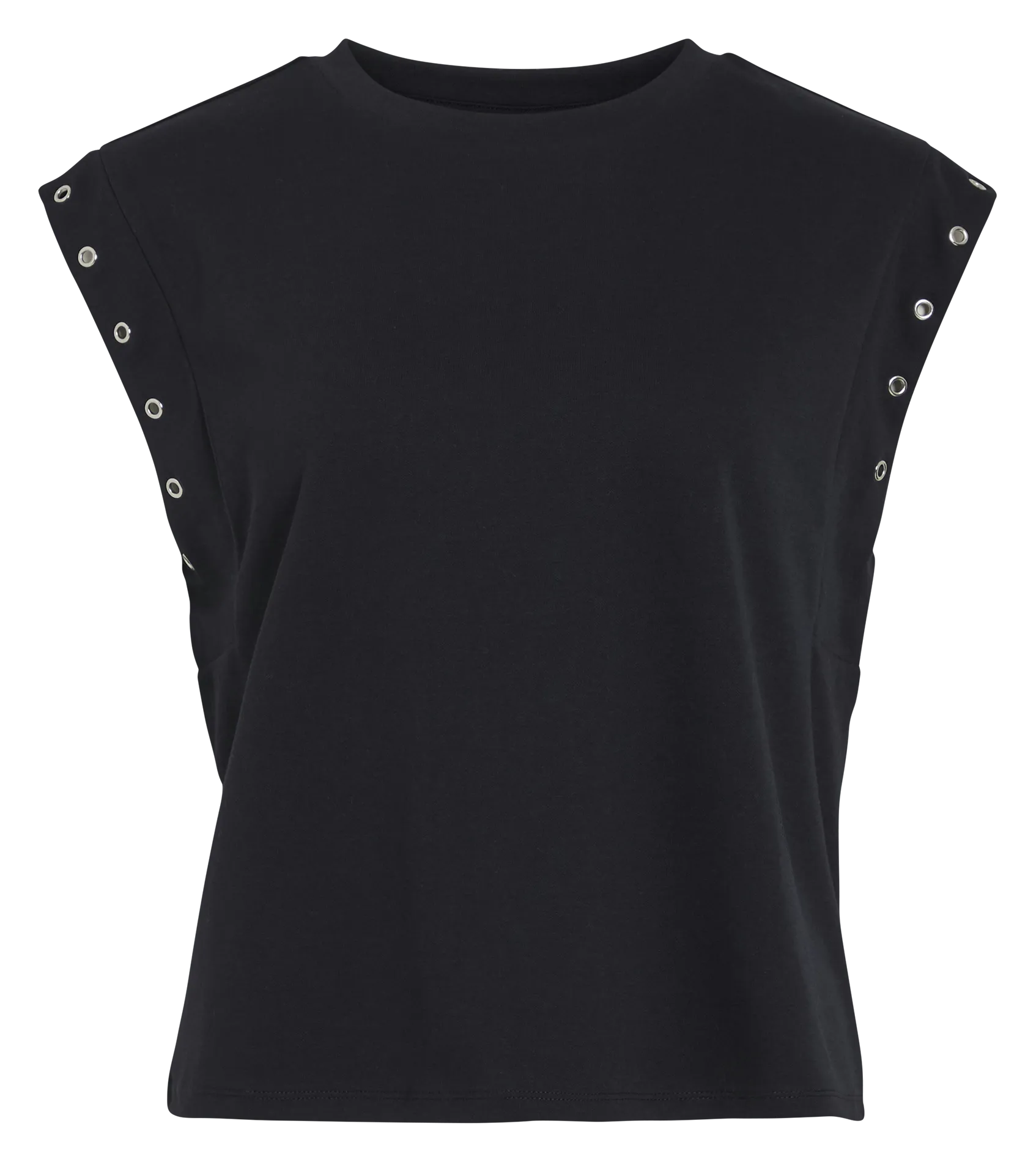Gerade geschnittenes Oberteil aus recycelten Mischfasern Schwarz EYELETTI