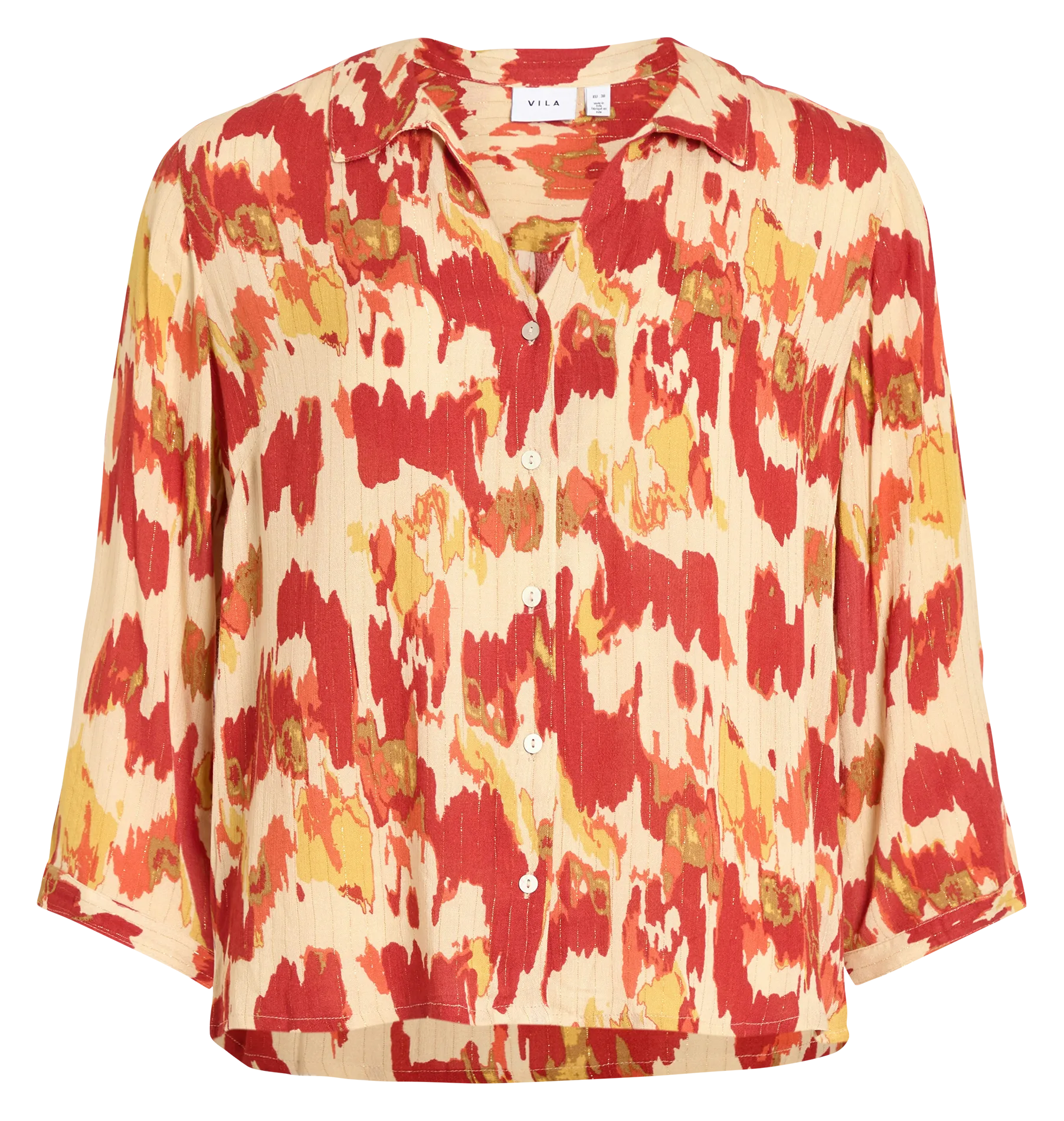 Gerade geschnittene Bluse aus bedruckter Viskose Rot MUNTHE