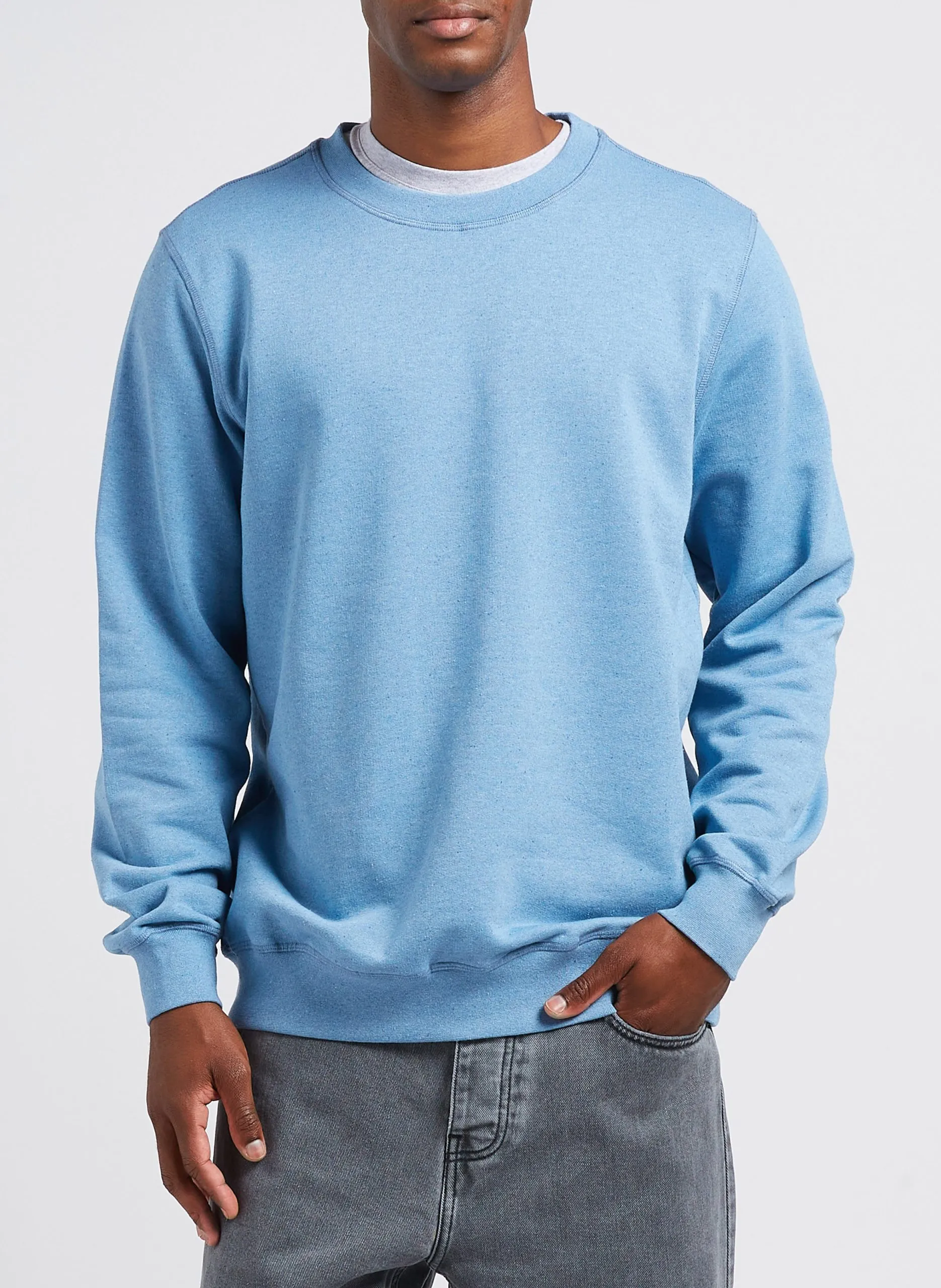 Rundhalspullover aus Baumwoll-Mix Blau REBORN