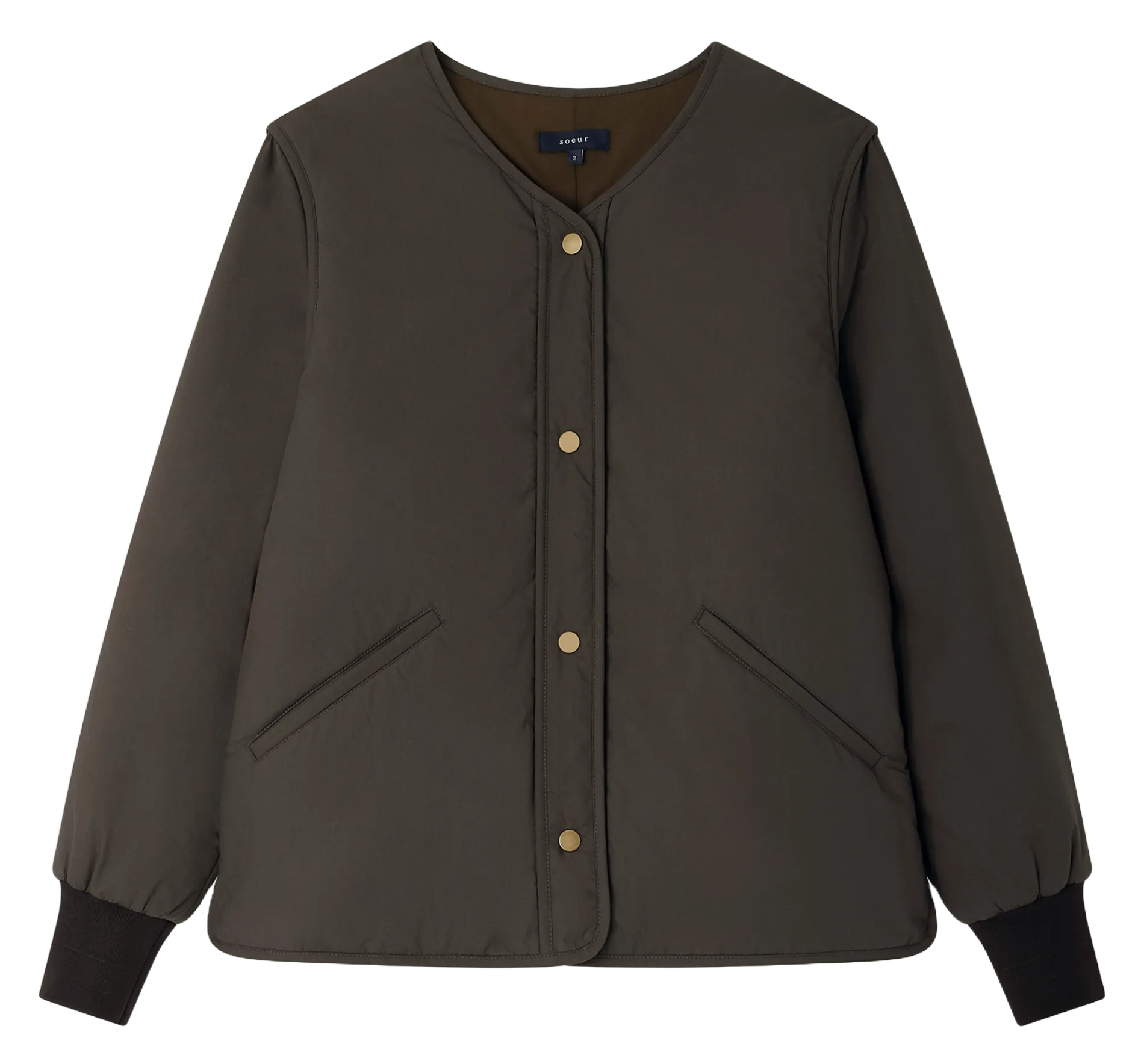 Gerader V-Ausschnitt-Blouson aus Baumwolle Grau GOJI