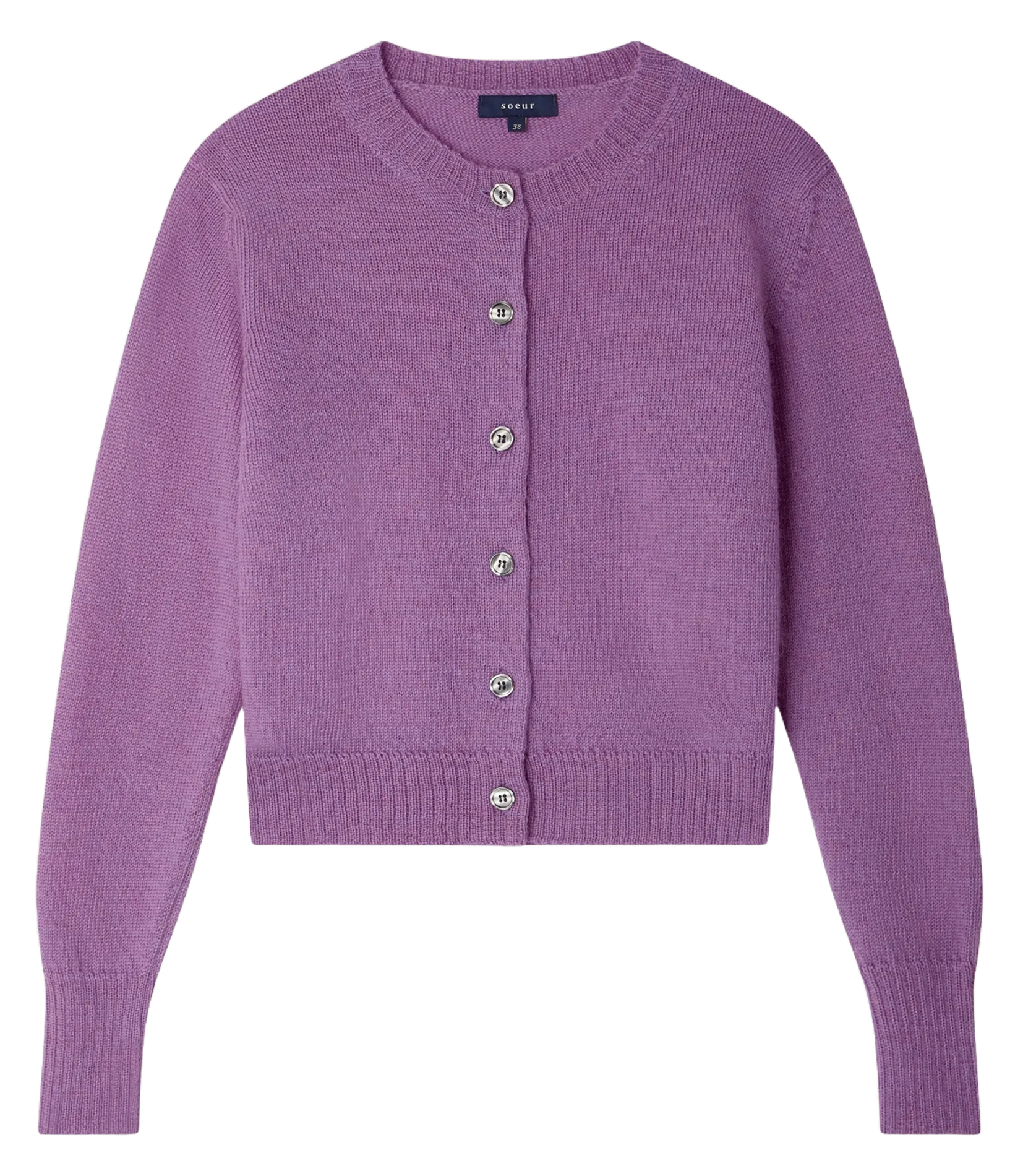 Gerade geschnittene Strickweste mit Rundhalsausschnitt aus Merinowolle und Alpaka Violett GRIFFITH