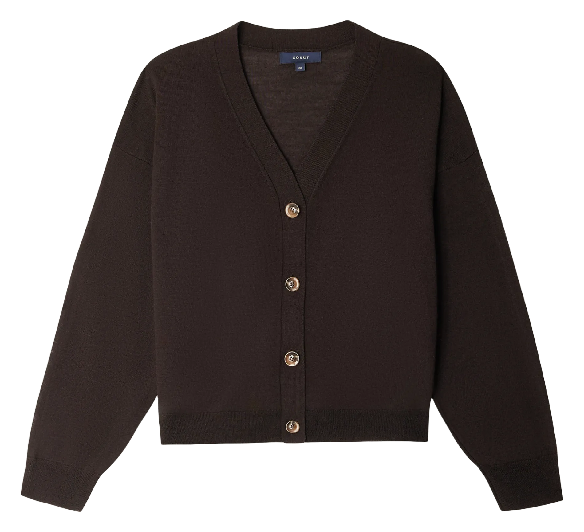 Woll-Cardigan mit V-Ausschnitt Braun IDEM