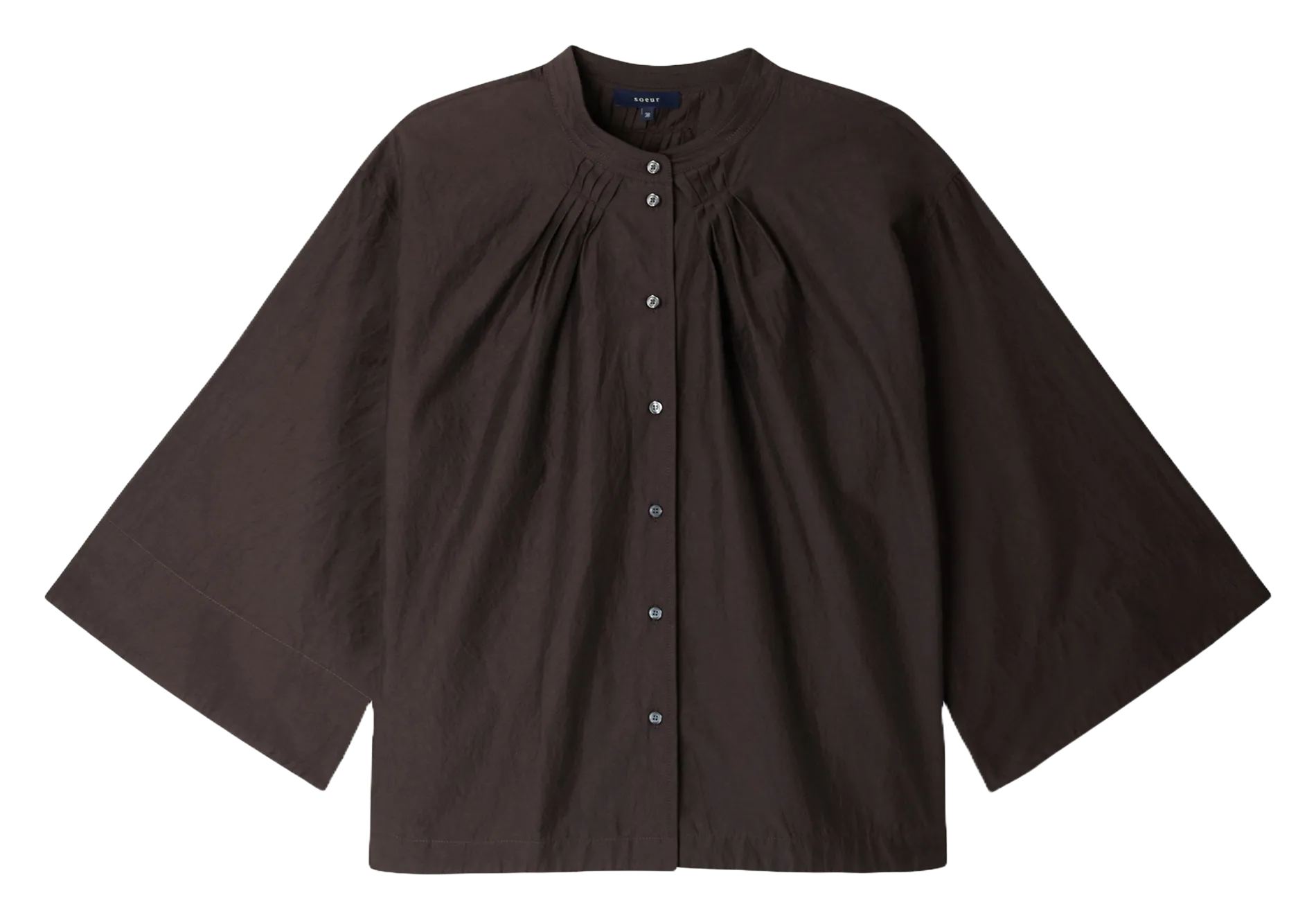 Bluse aus Baumwoll-Mix mit Rundhalsausschnitt Braun BUCAREST