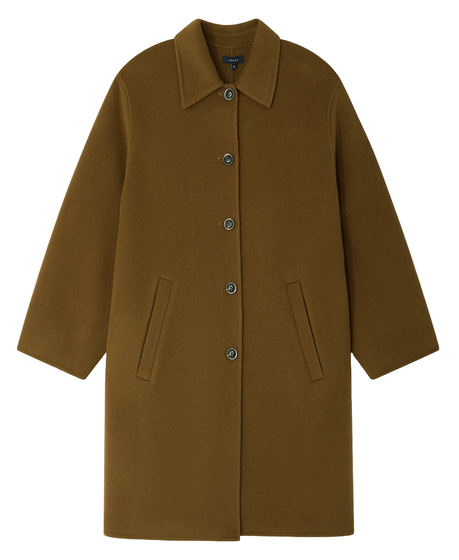 Gerade geschnittener Mantel aus Wollmix mit klassischem Kragen Braun FAUBOURG