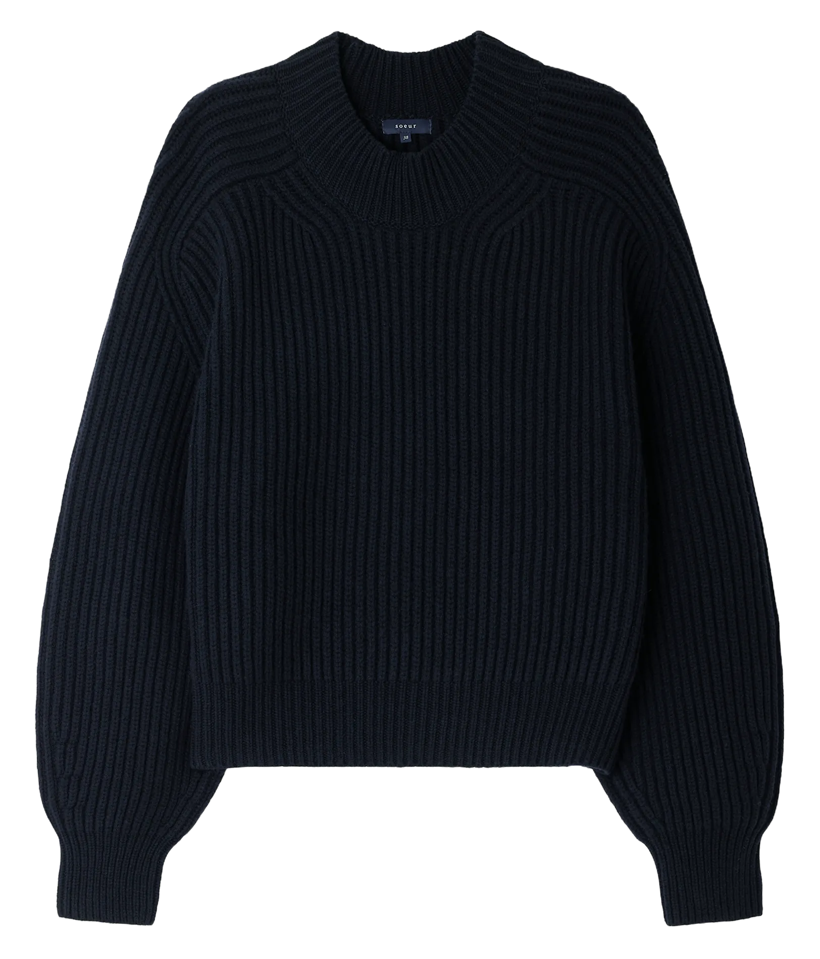 Oversize-Pullover mit Stehkragen aus Merinowolle Blau FLAMAND