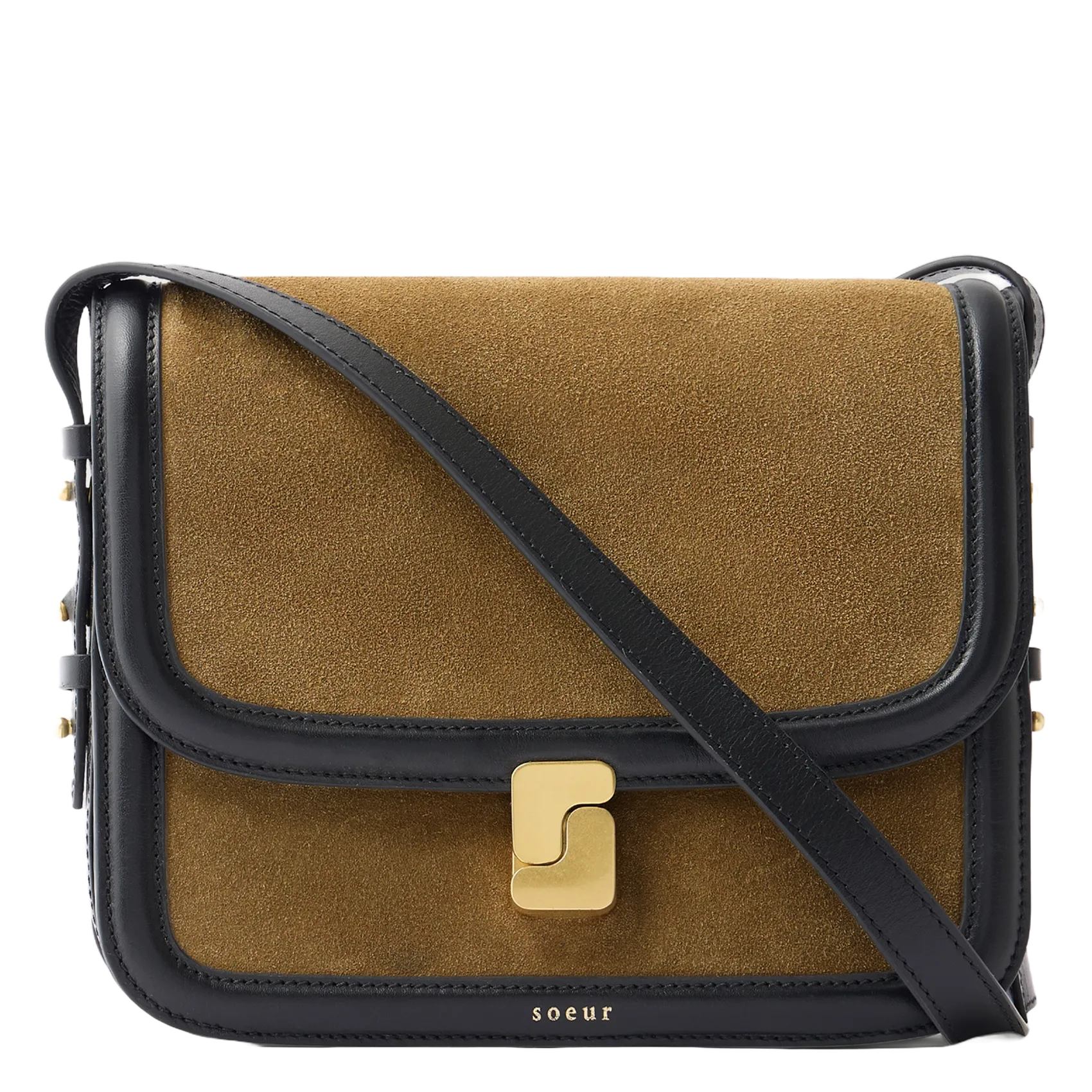 Leder-Umhängetasche mit Umschlag Braun BELLISSIMA MAXI