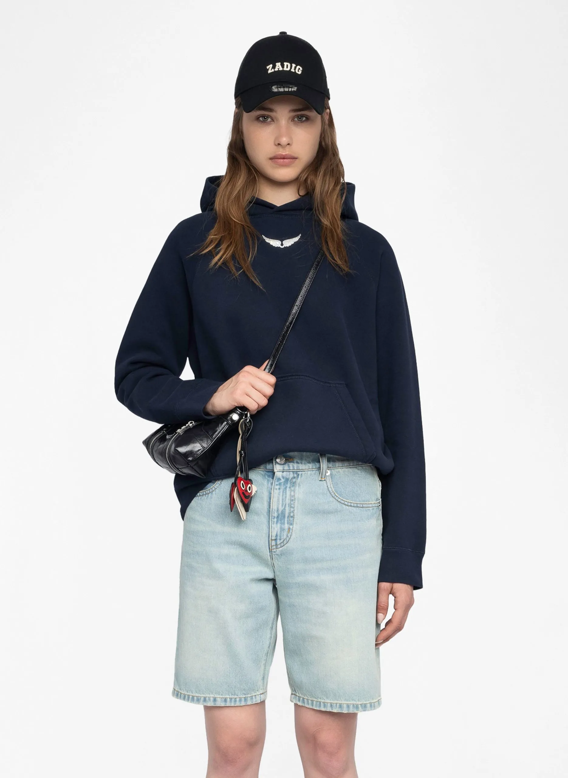 Weites Sweatshirt mit Strassmuster Blau GEORGY