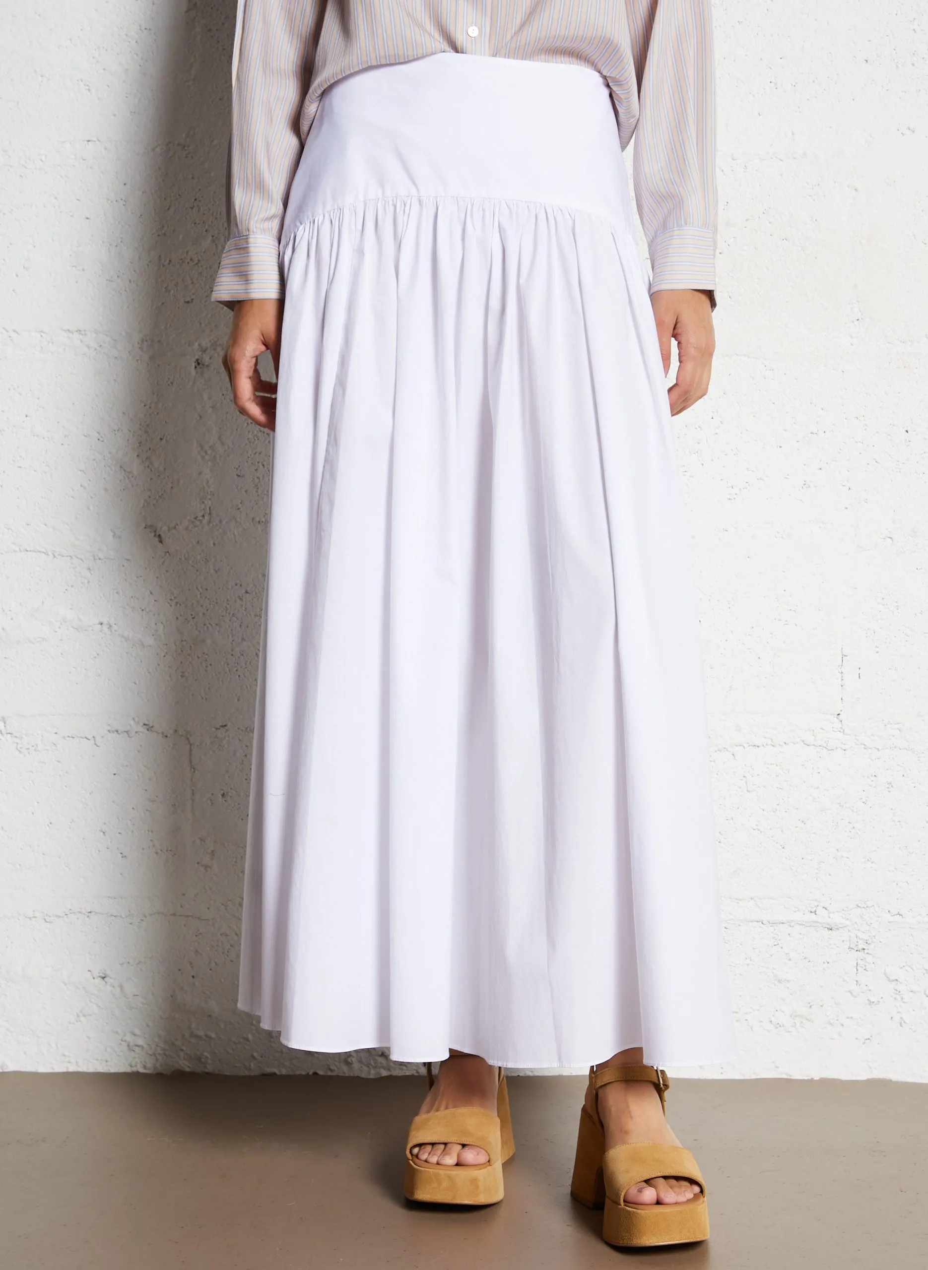 Langer Rock aus Baumwoll-Mix Weiss PROCIDA