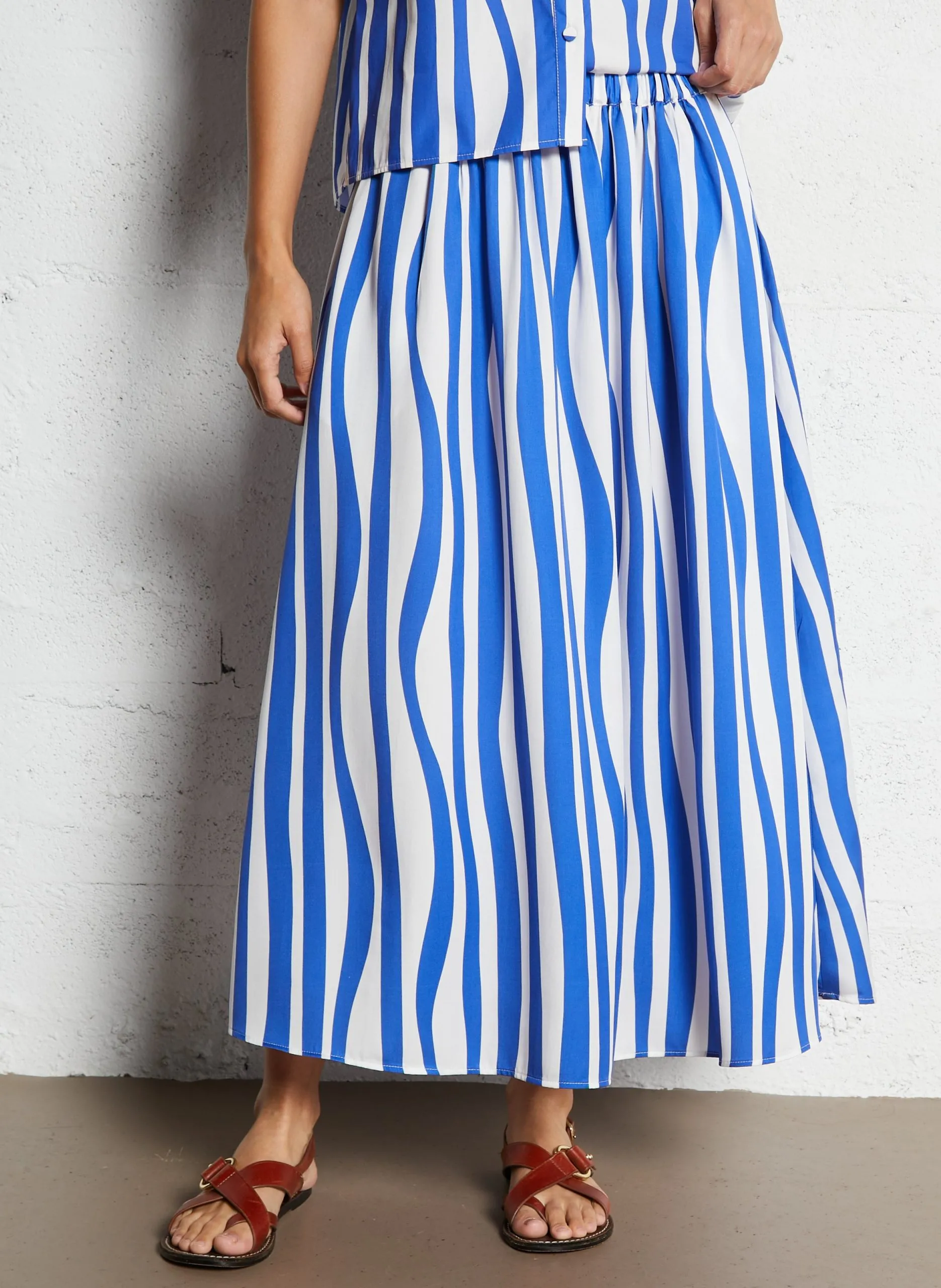 Langer Rock mit Streifen Blau CECILE